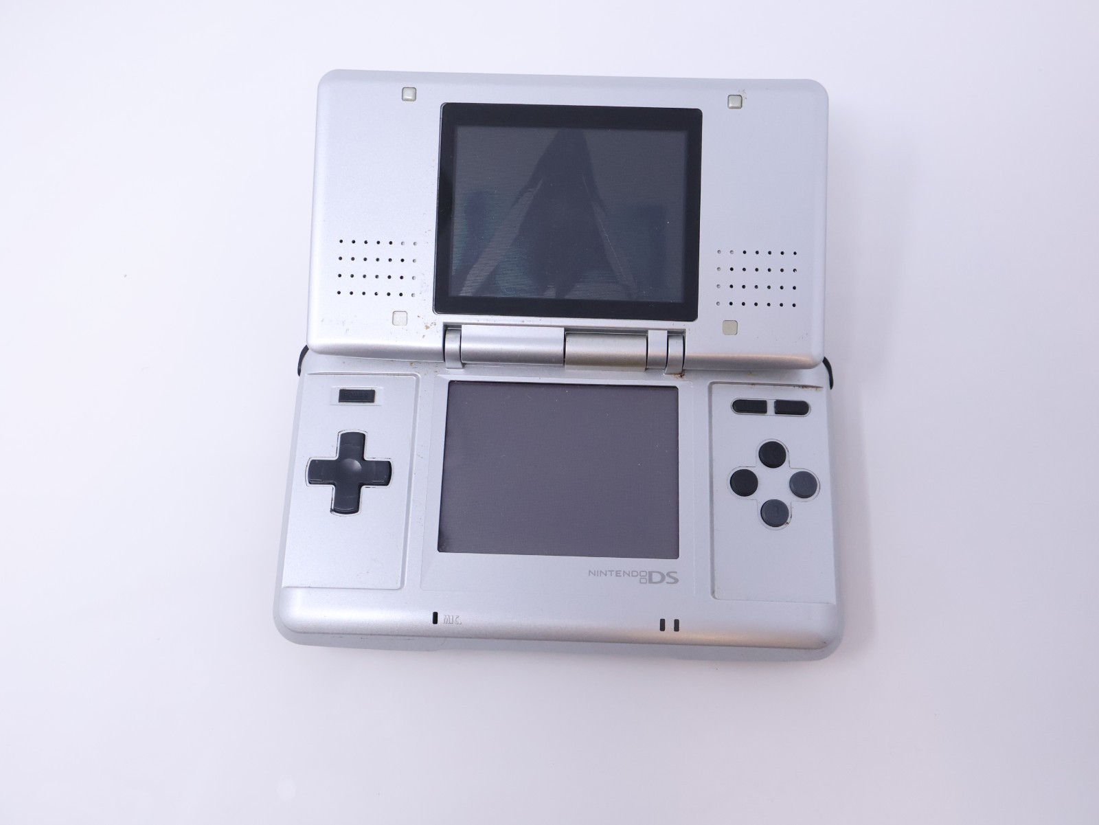 Nintendo DS Titanium Silver For Parts Handheld Console Good Shell & Hinge