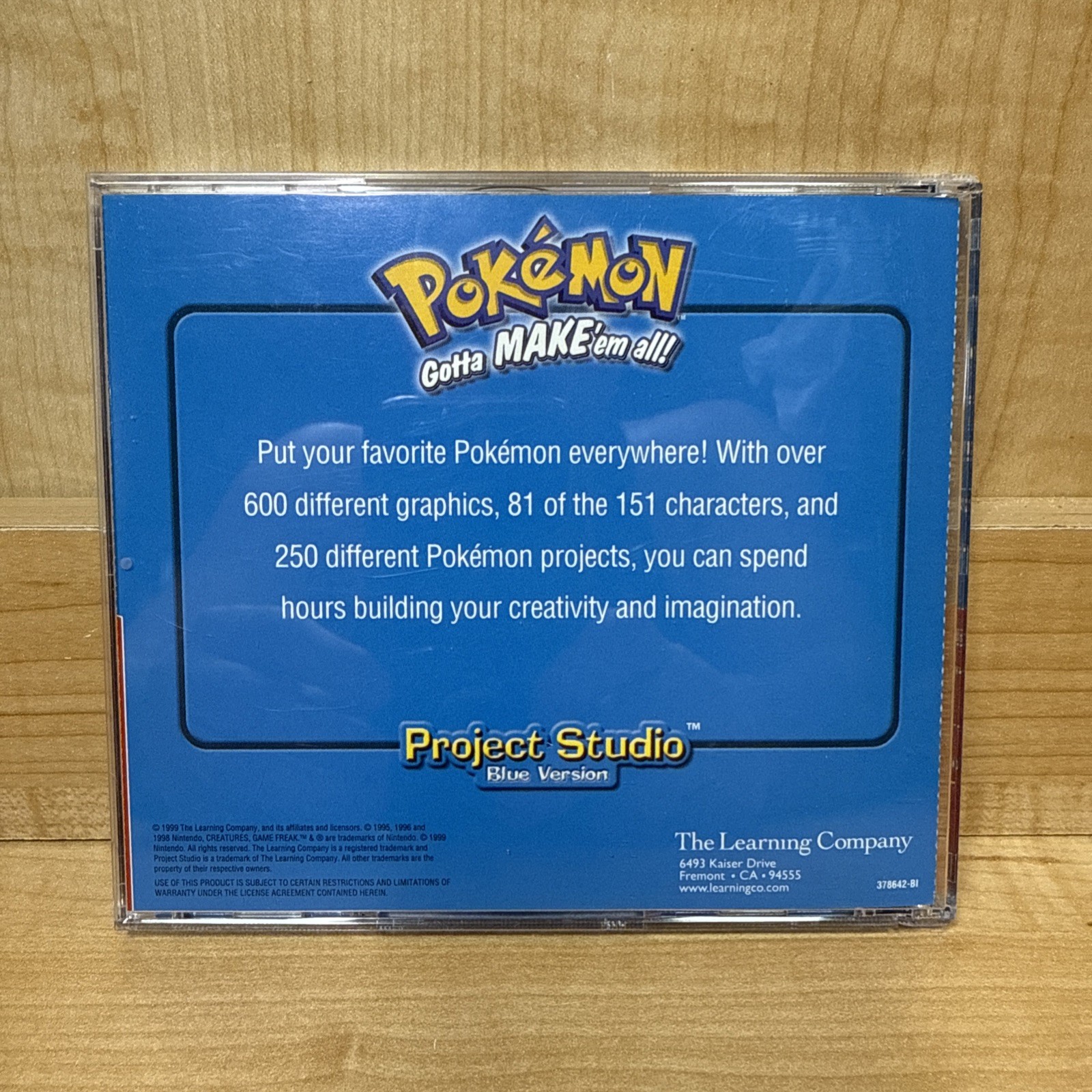 POKEMON Project Studio Blue Version (PC CD-ROM, 1999) Learning Company Vintage