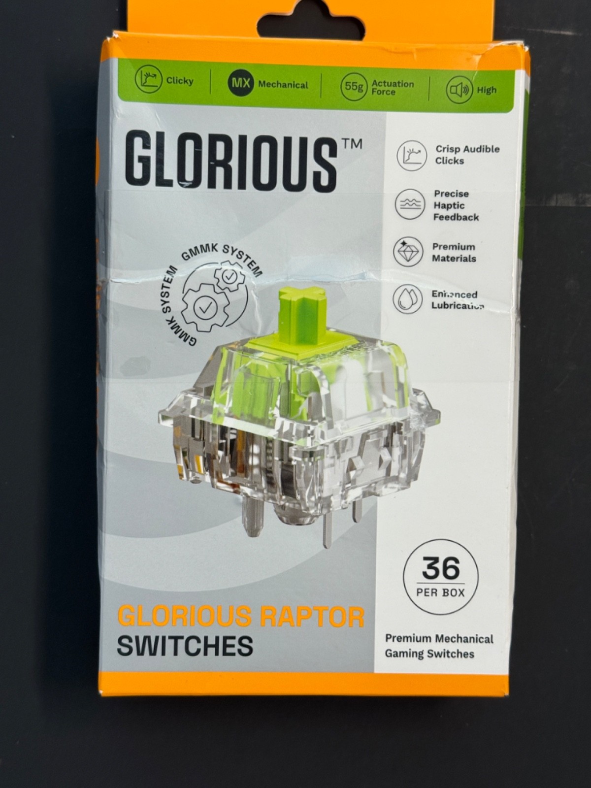 Glorious Lubed Mechanical Keyboard 5-pin Hot Swappable Switches (36x) – Clicky