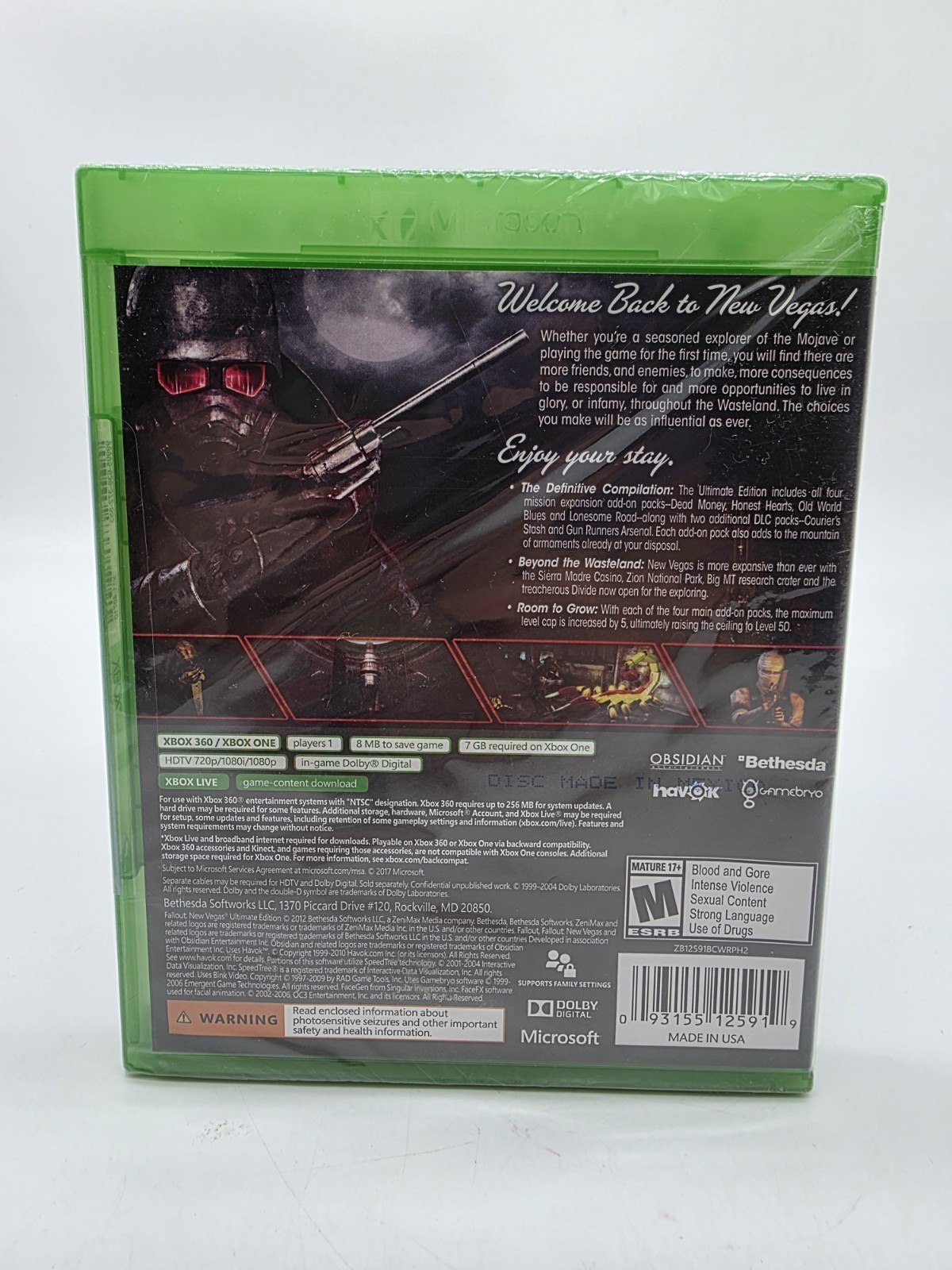 Fallout New Vegas Ultimate Edition XBOX ONE XBOX 360 Video Game New Sealed