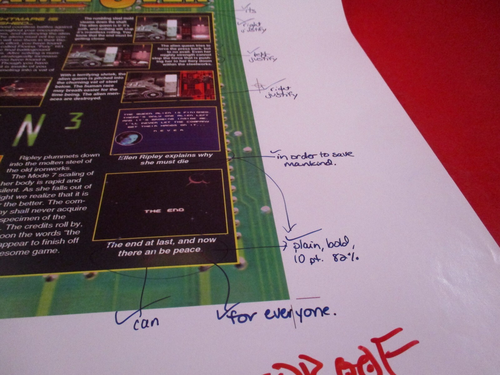 Super NES Buyer’s Guide Magazine Prototype Sheet Alien 3 Super Nintendo SNES
