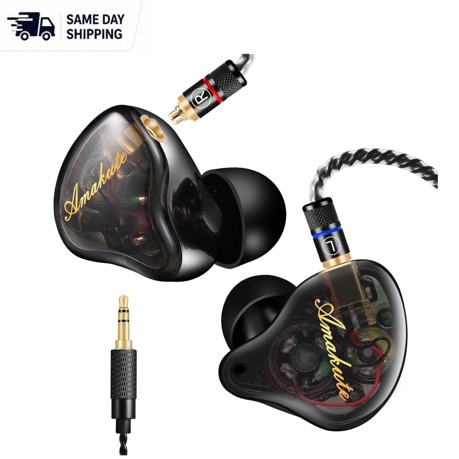 Noise-Isolating In-Ear Monitors with Detachable MMCX and Silver-Plated Cable
