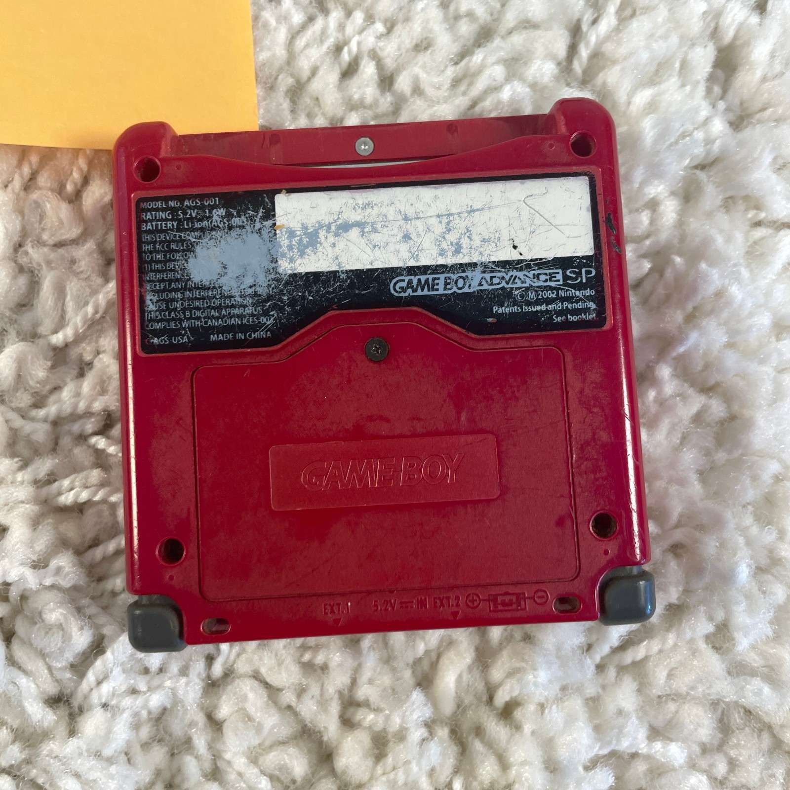 Nintendo Gameboy Advance GBA SP Handheld System Console Flame Red Model AGS-001