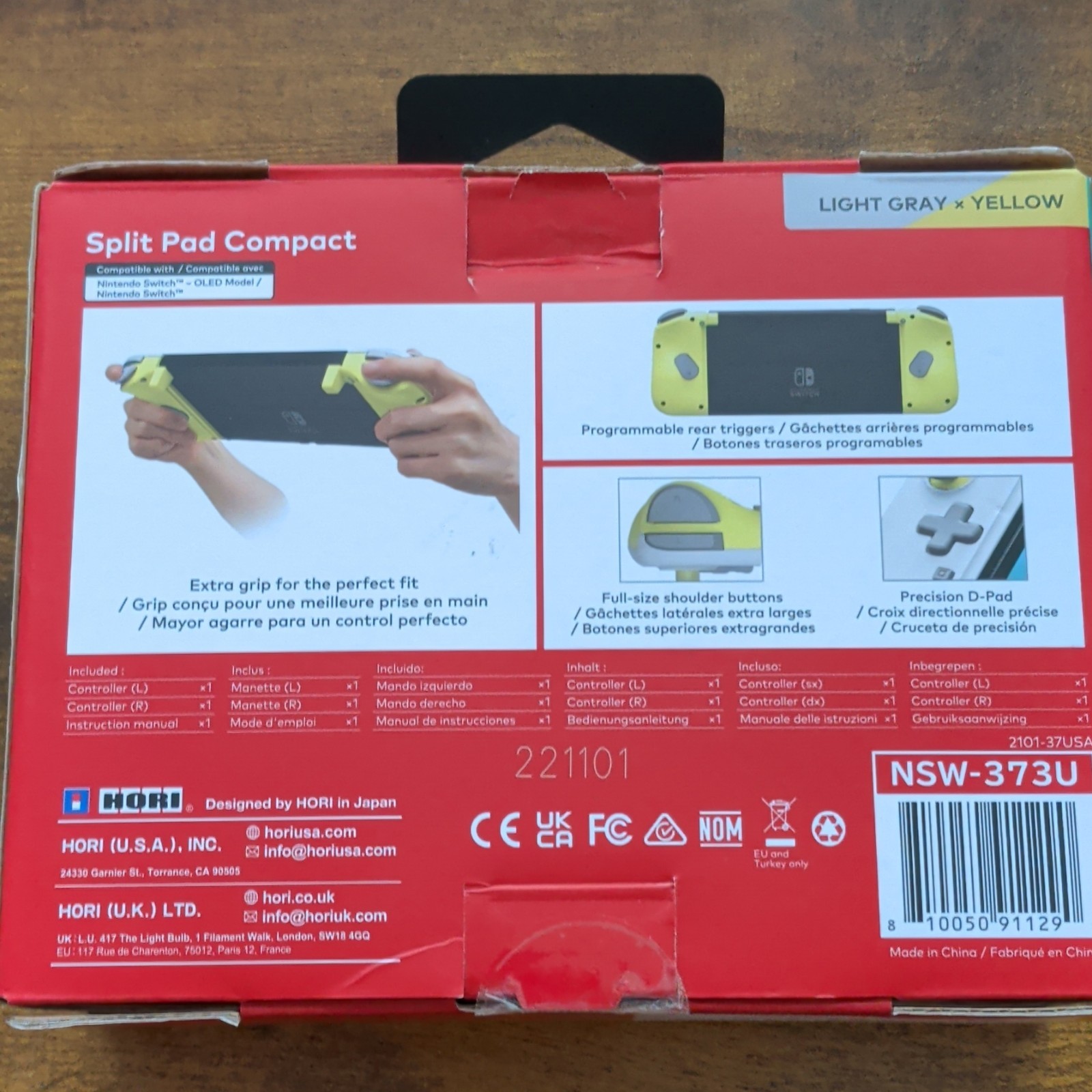 HORI Split Pad Compact Light Gray/Yellow for Switch OLED NSW-373U