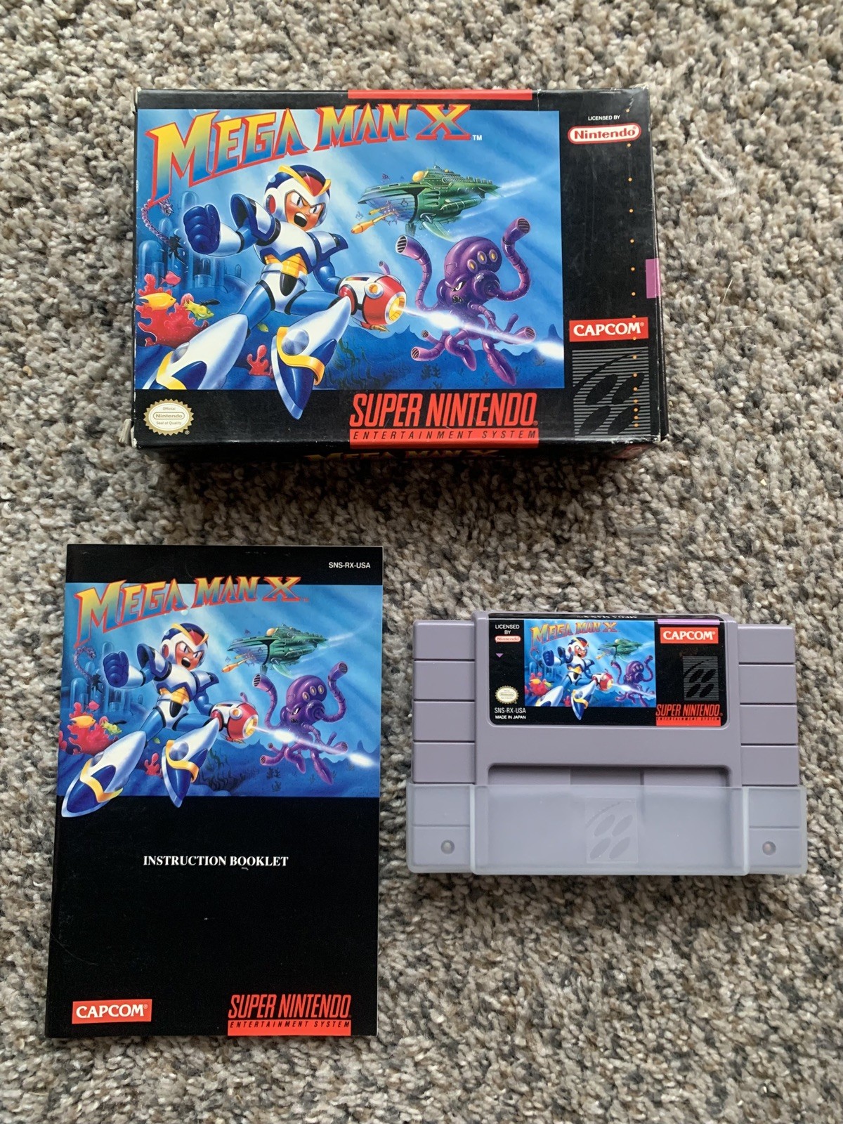 Mega Man X SNES 1994 CIB Box Game COLOR Manual 1st Print Authentic Great Cond!