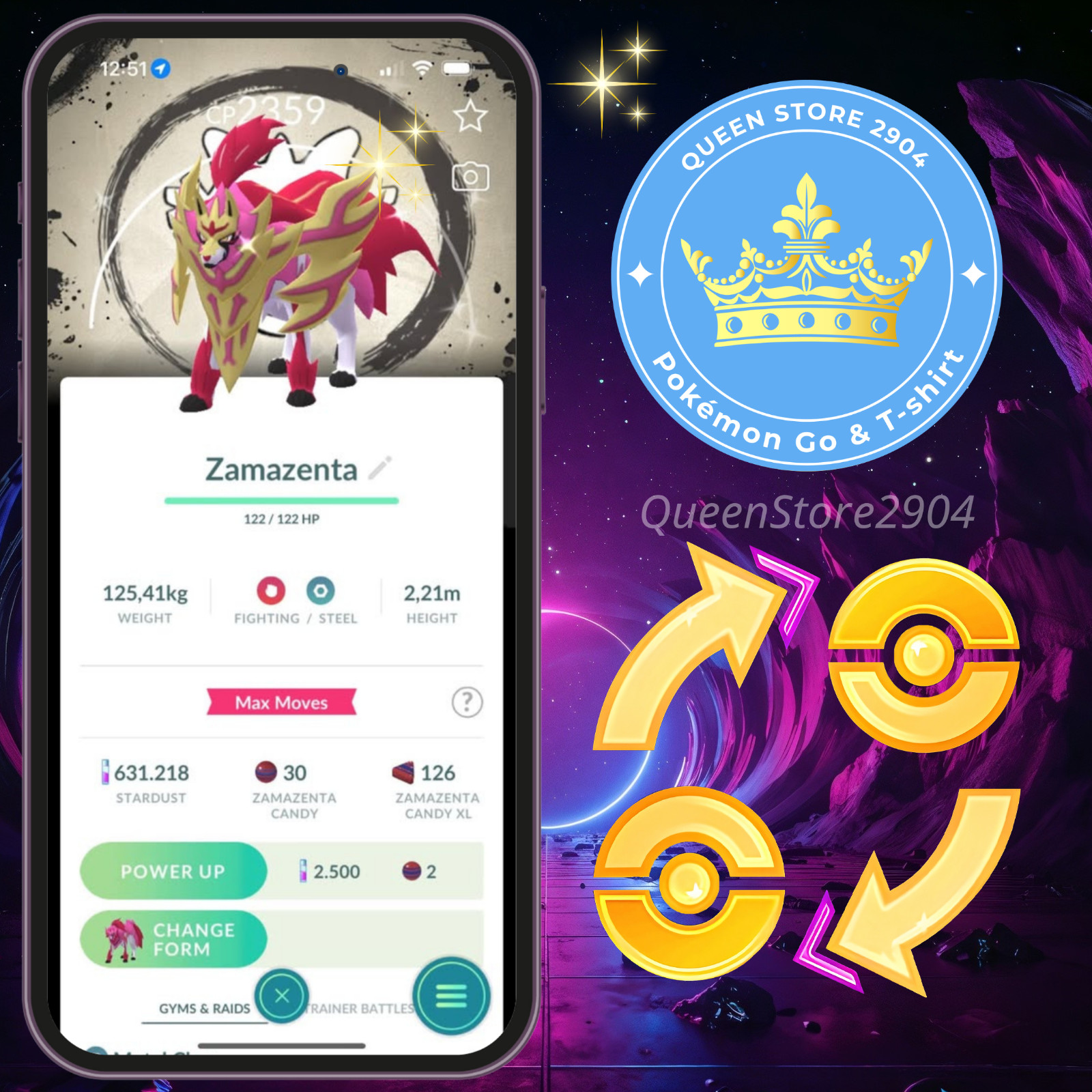 Pokémon —GO— Shiny Zamazenta Crowned—Background—GO Fest 2026—PTC—TRADE—Digital♻️
