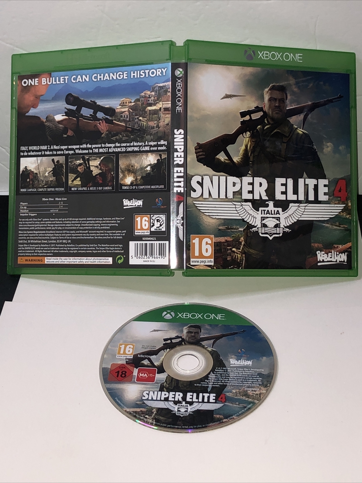 Sniper Elite 4 Italia Microsoft Xbox One 2017 Xbox 1 Authentic tested Working