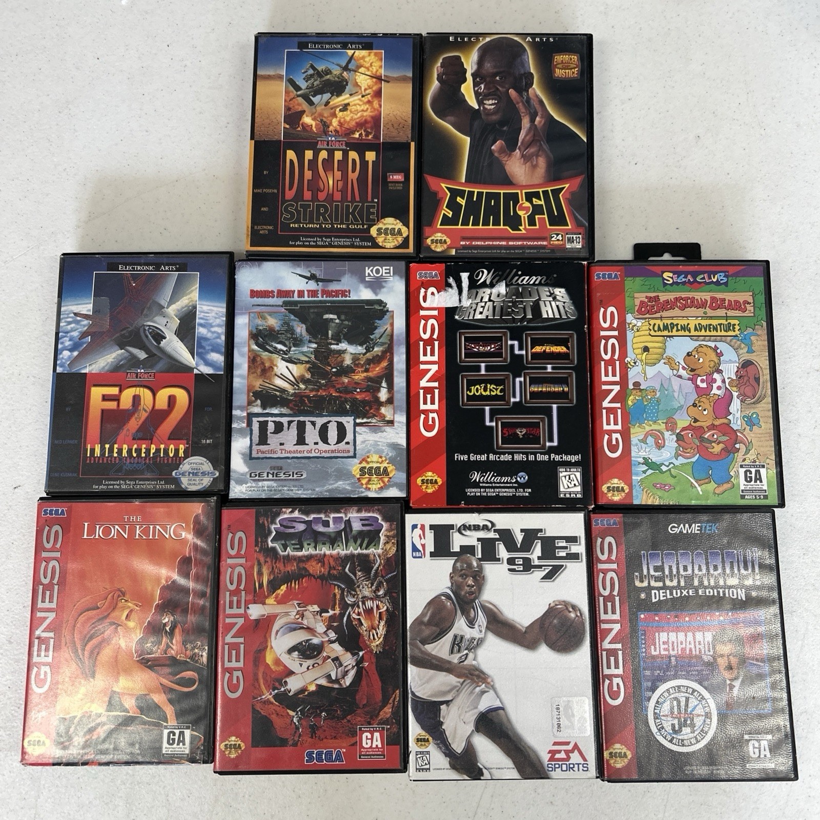 Lot Of 10 Sega Genesis Video Games PTO Shaq Fu Lion King