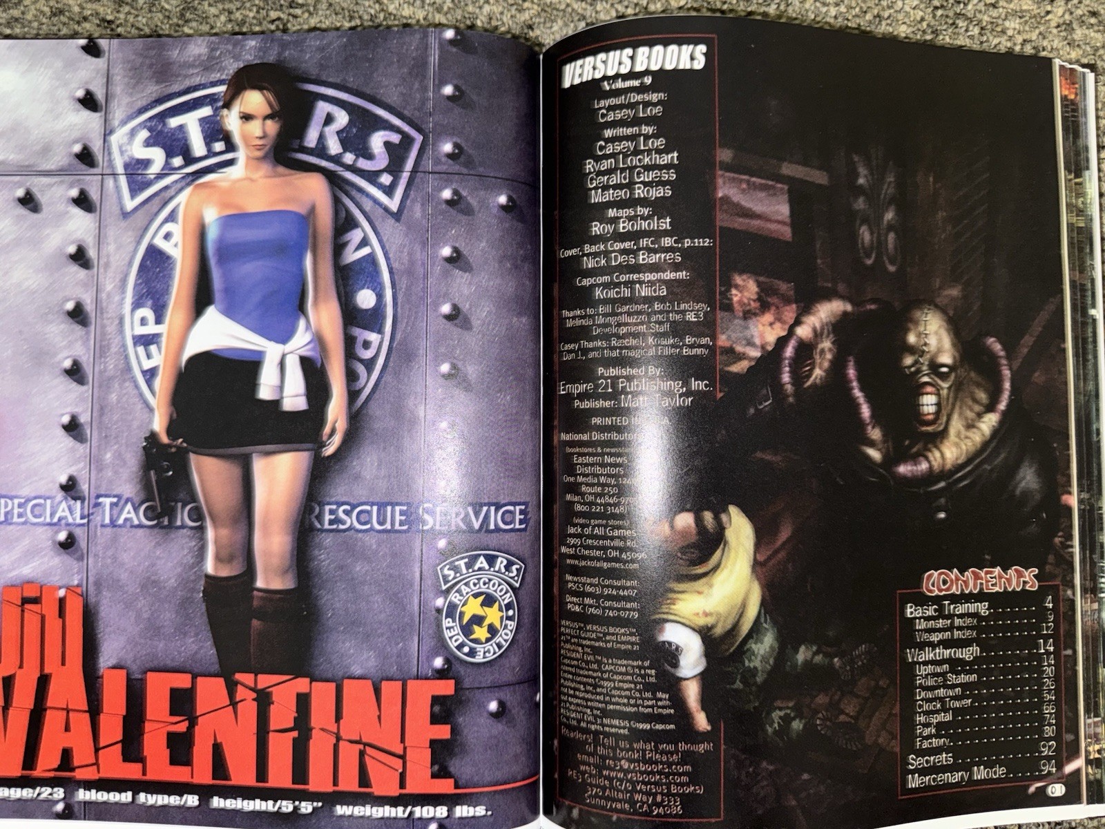 Resident Evil 3: Nemesis Versus PS1 Custom Hardcover Complete Strategy Guide