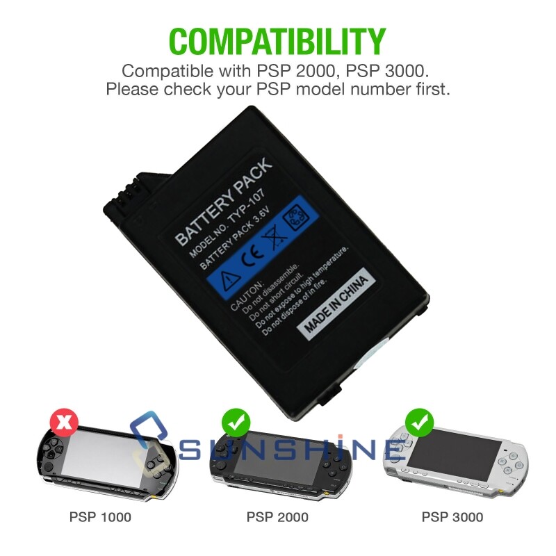 Rechargeable Battery Replacement / Charger For PSP 2000 2001 slim 3000 3001 lite