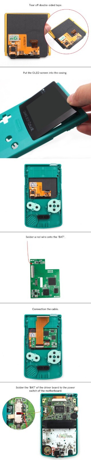 GBC OLED AMOLED Laminated Touch Screen OSD RETRO PIXEL Kit For GameBoy Color
