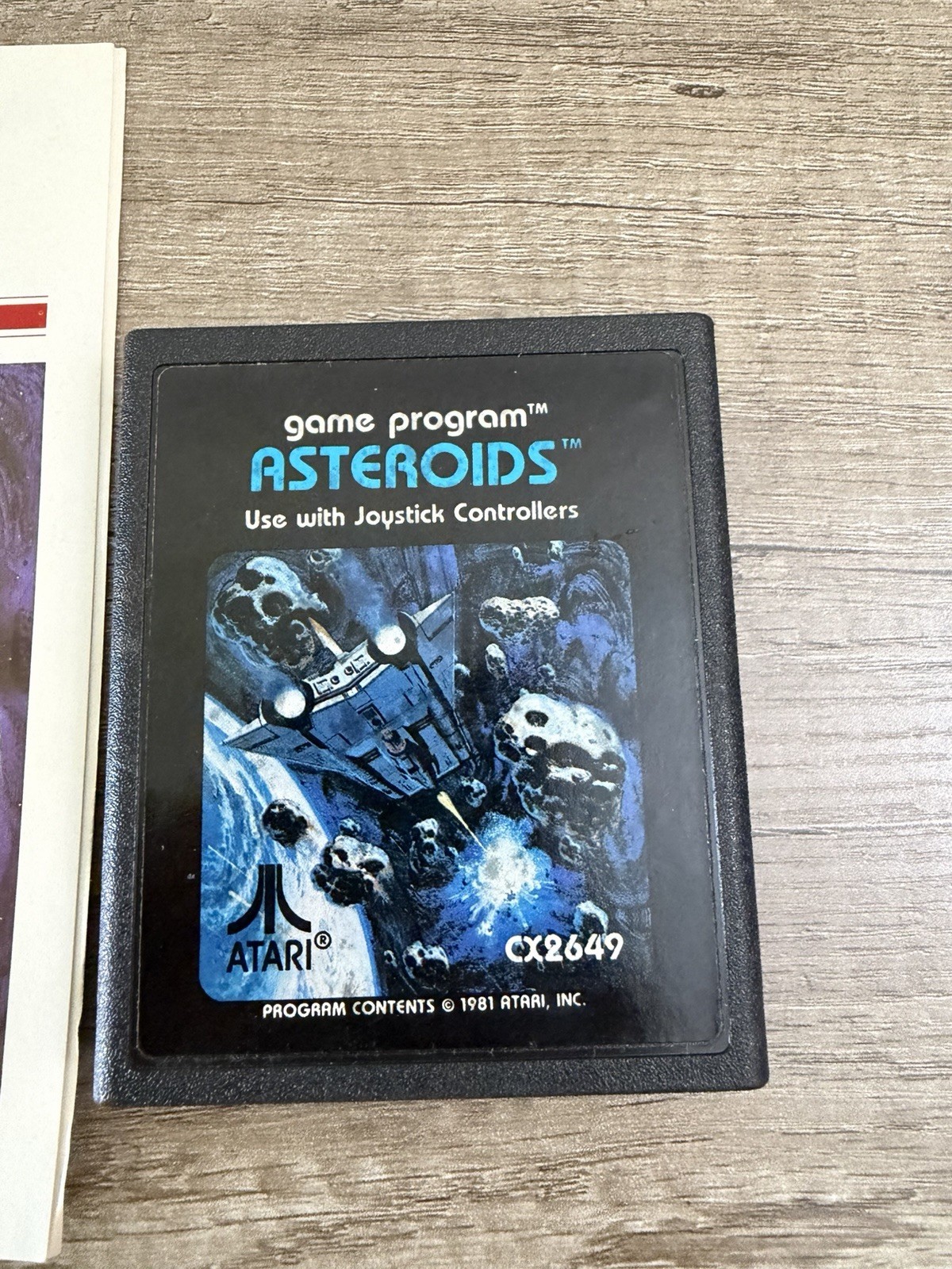 Asteroids (Atari 2600, 1981) Video Game Cartridge and Manual Instruction Booklet