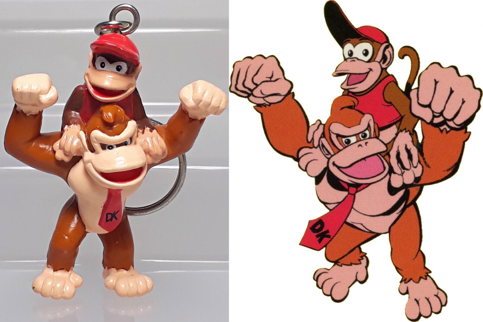 Diddy riding Donkey Kong Country Rumble in the Jungle Figure Keychain 1995 2.4in