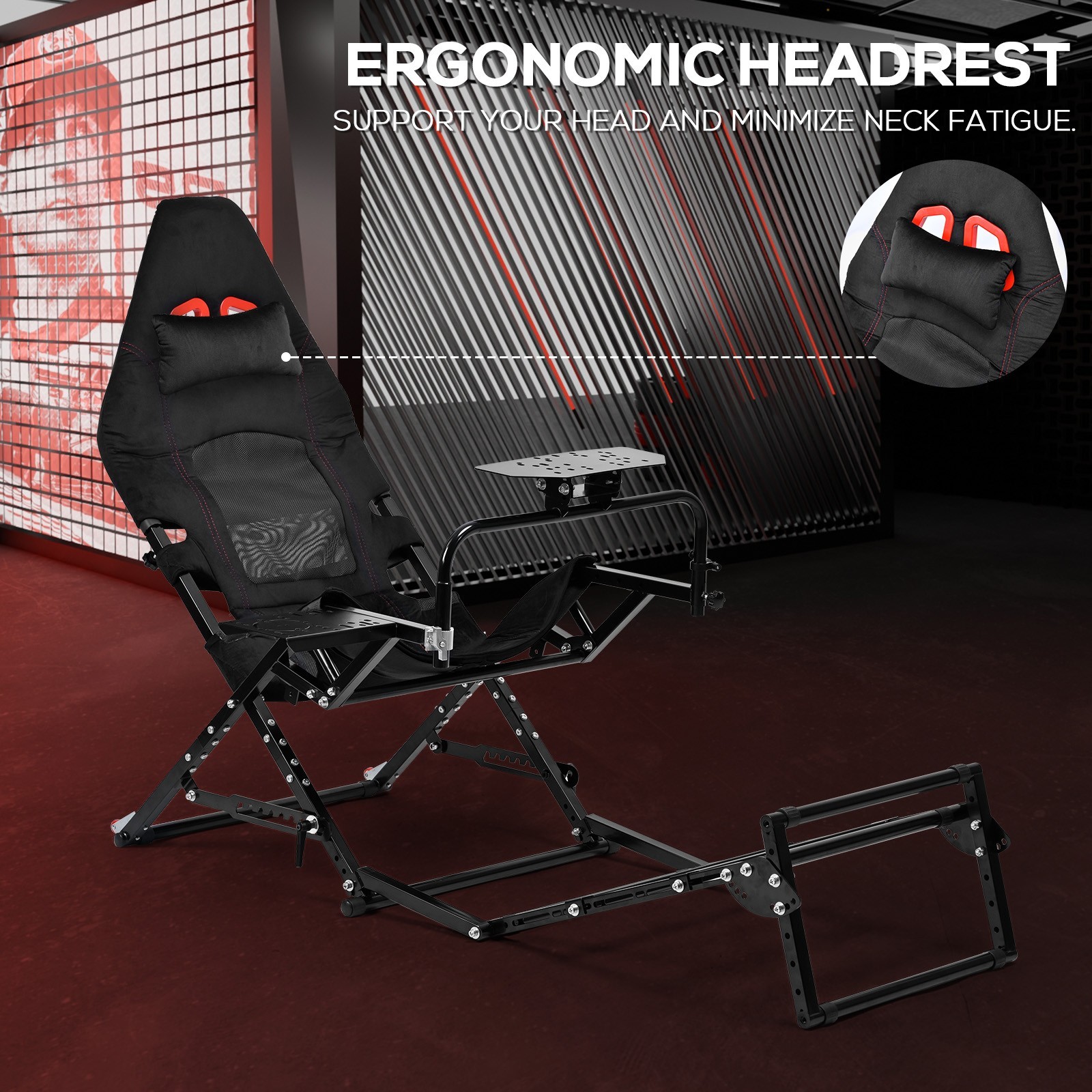 Supllueer Foldable Racing Simulator Cockpit Fits Logitech G923 Moza Thrustmaster