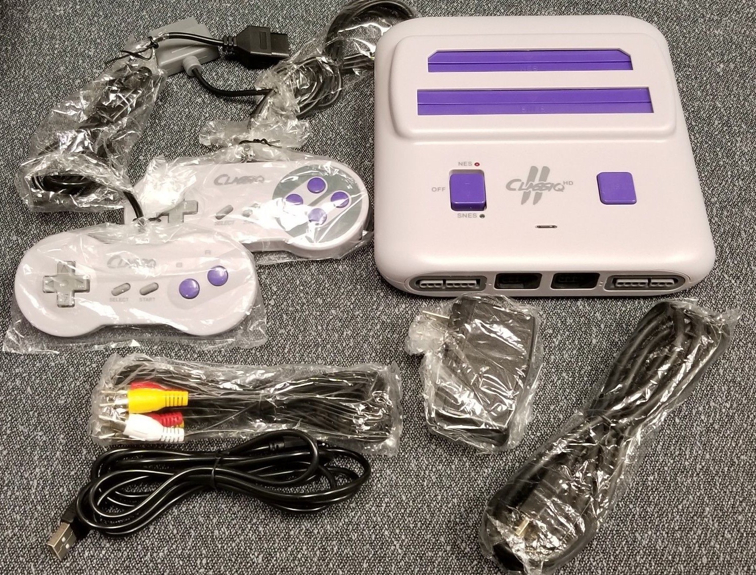 Classiq 2 HD 720p Twin Video Game System Grey/Purple for SNES/NES *OLD SKOOL* OB