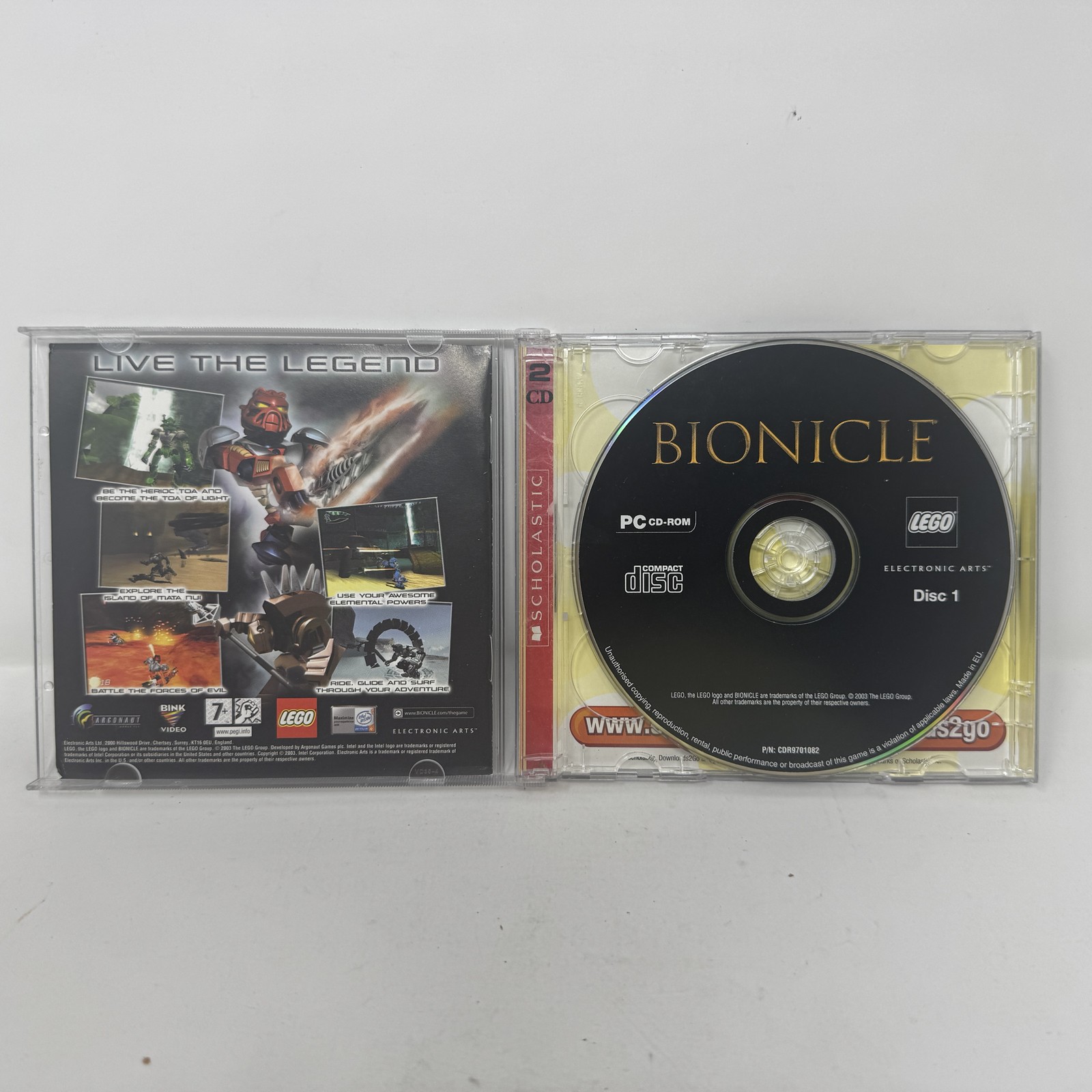 Bionicle PC CD-ROM Video Game 2-Disc Set Electronic Arts LEGO PEGI 7+ Scholastic