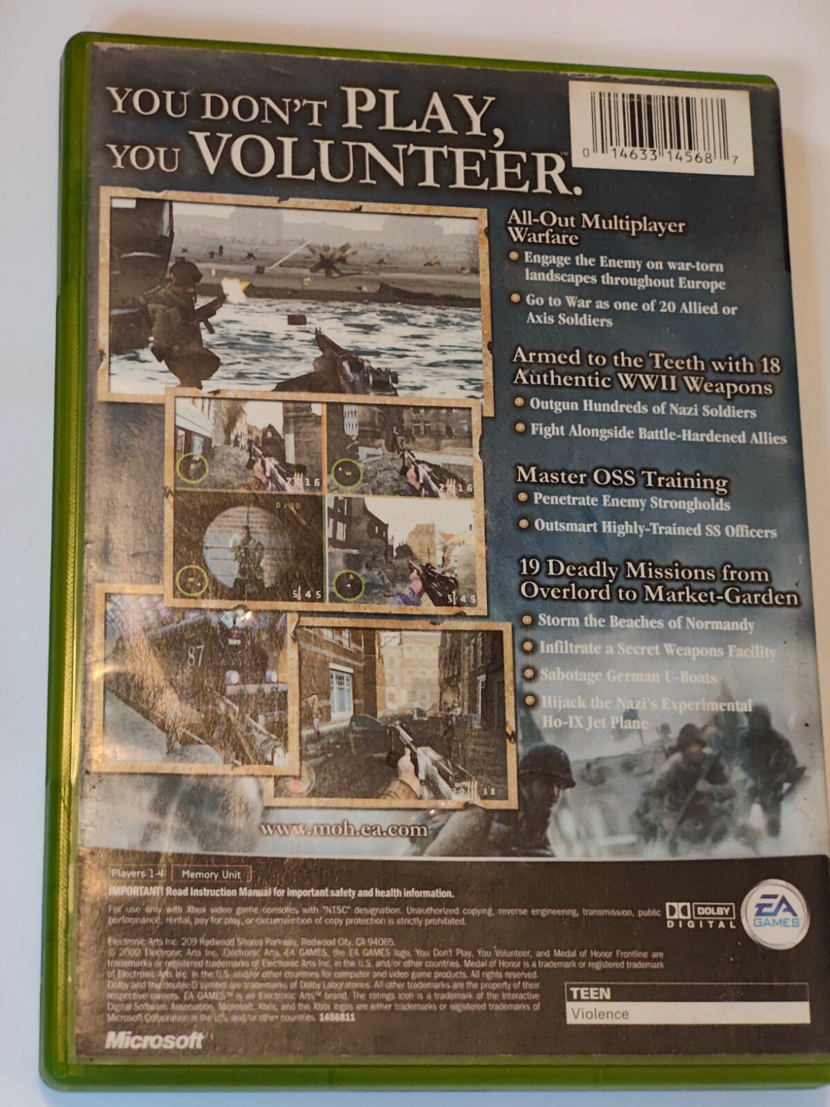 Medal of Honor: Frontline (Microsoft Xbox, 2002) CIB *cracked case*