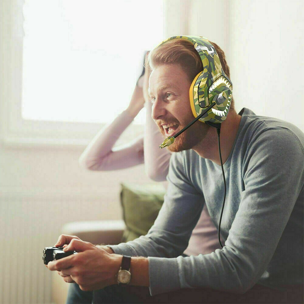 Gaming Headset K1PRO Camouflage Yellow PS3 PC PS4 PS5 7.1 Surround Sound Stereo