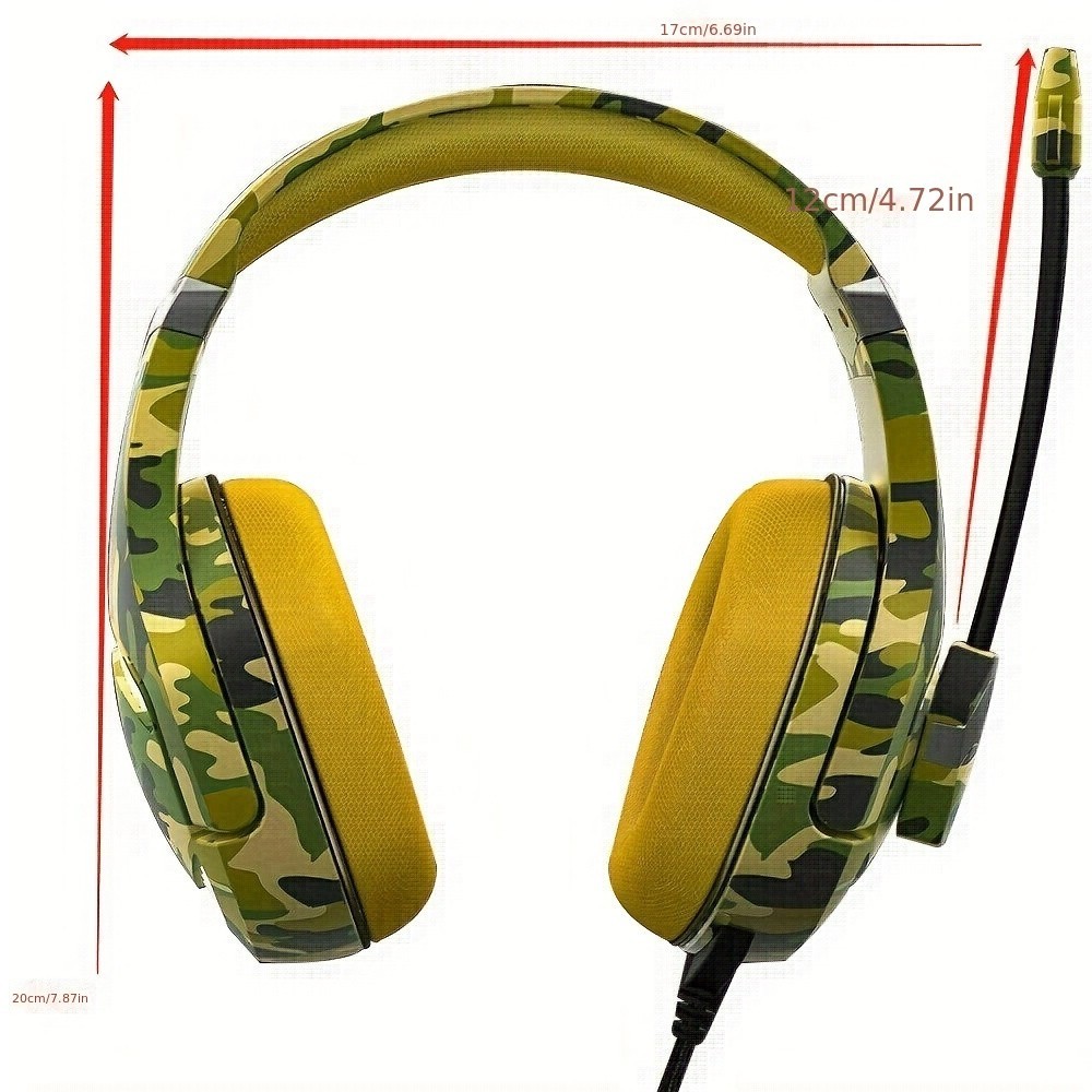 Gaming Headset K1PRO Camouflage Yellow PS3 PC PS4 PS5 7.1 Surround Sound Stereo