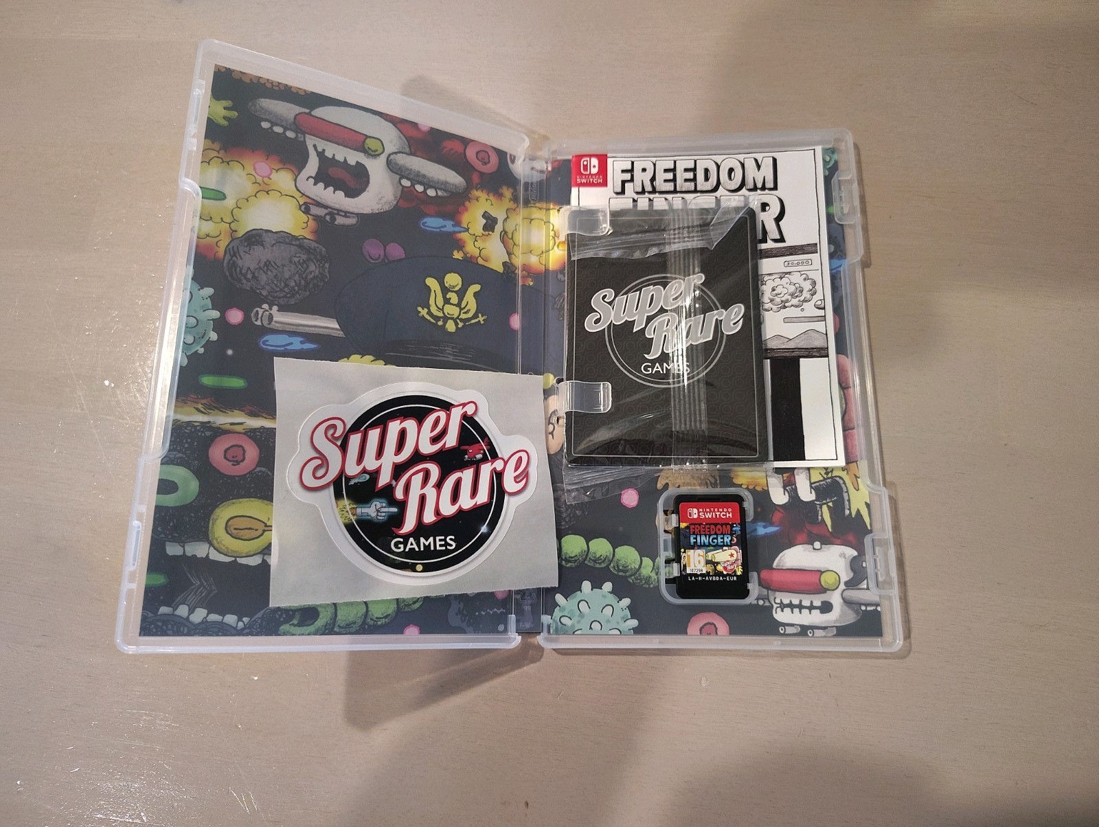 Freedom Finger Nintendo Switch Super Rare Games #39 W/ Cards And Sticker