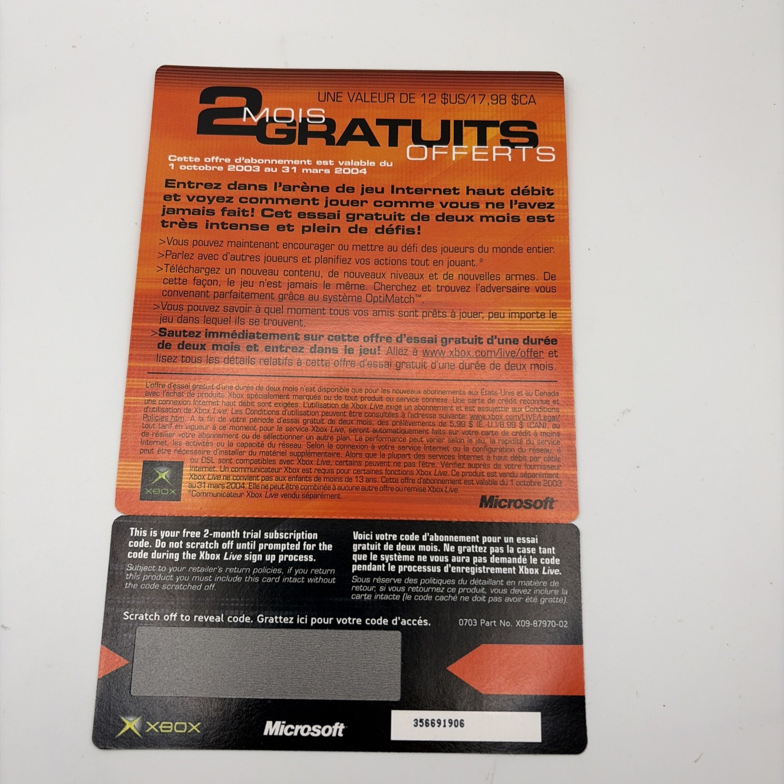 Xbox Live 2 Month Free Trial Subscription Cards (2 Cards) EXPIRED/UNSCRATCHED