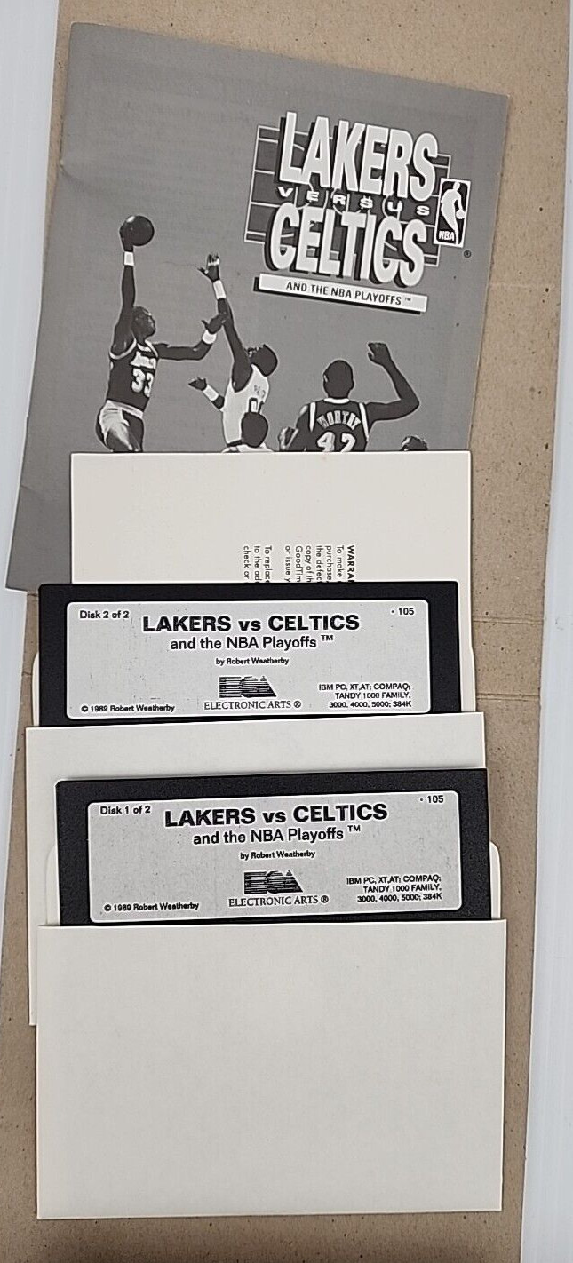 Robert Weatherby Lakers Versus Celtics IBM PC 5.25″ Disk 1989 Rare EA