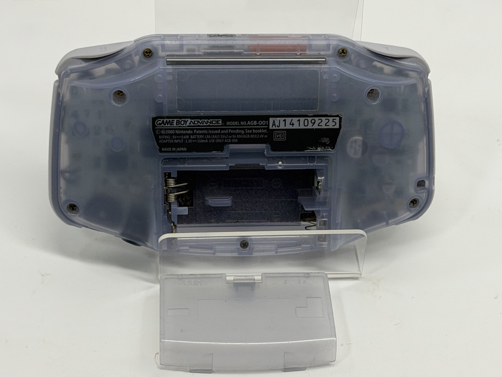 Nintendo GameBoy Advance GBA Clear Glacier Video Game Console AGB-001