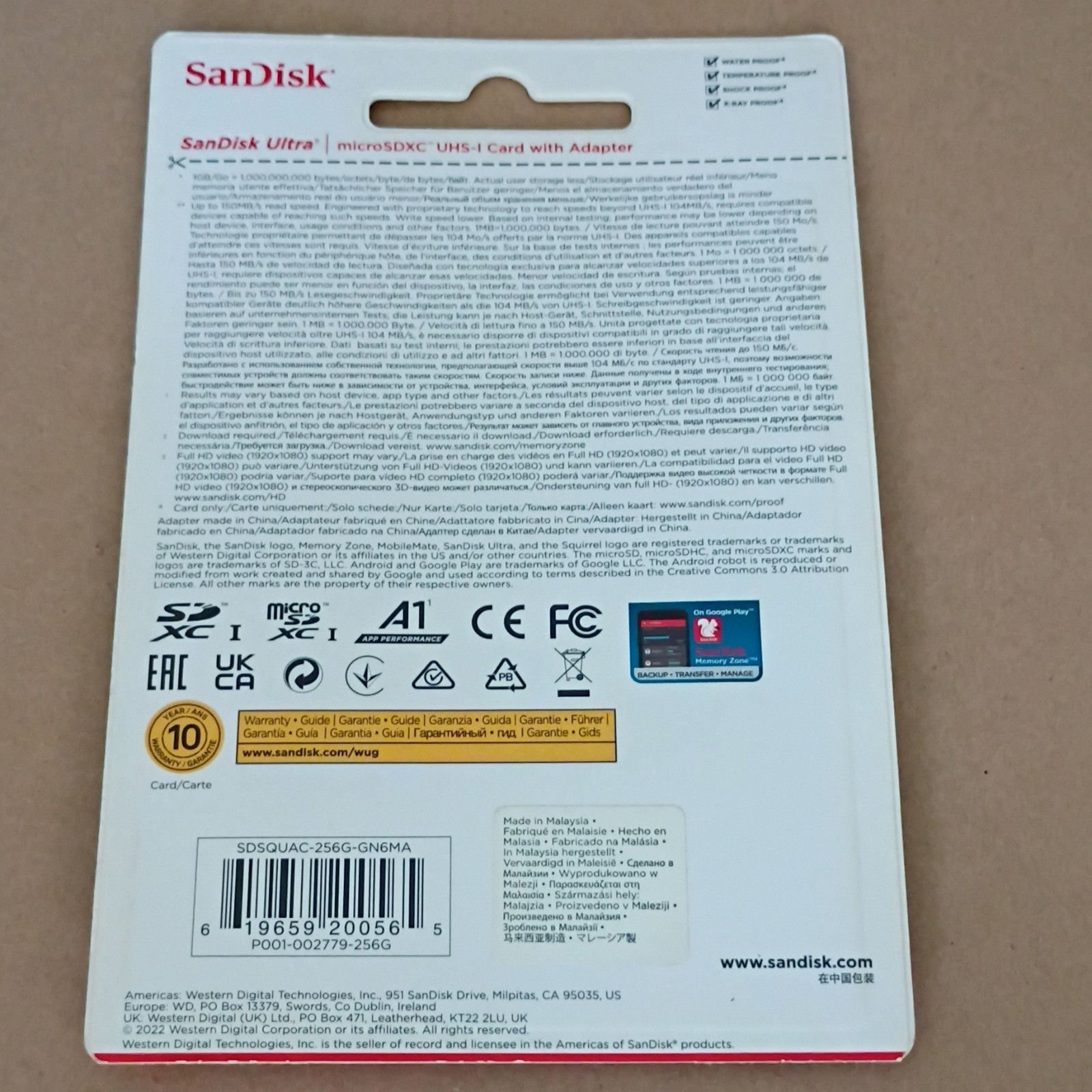 New Sandisk MicroSDXC UHS-I Card with Adapter 256GB New Up To 150MB/S