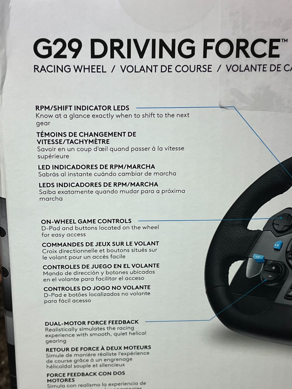 NEW – Logitech G29 Driving Force Racing Wheel – Playstation 3/4/5/PC (Open Box)