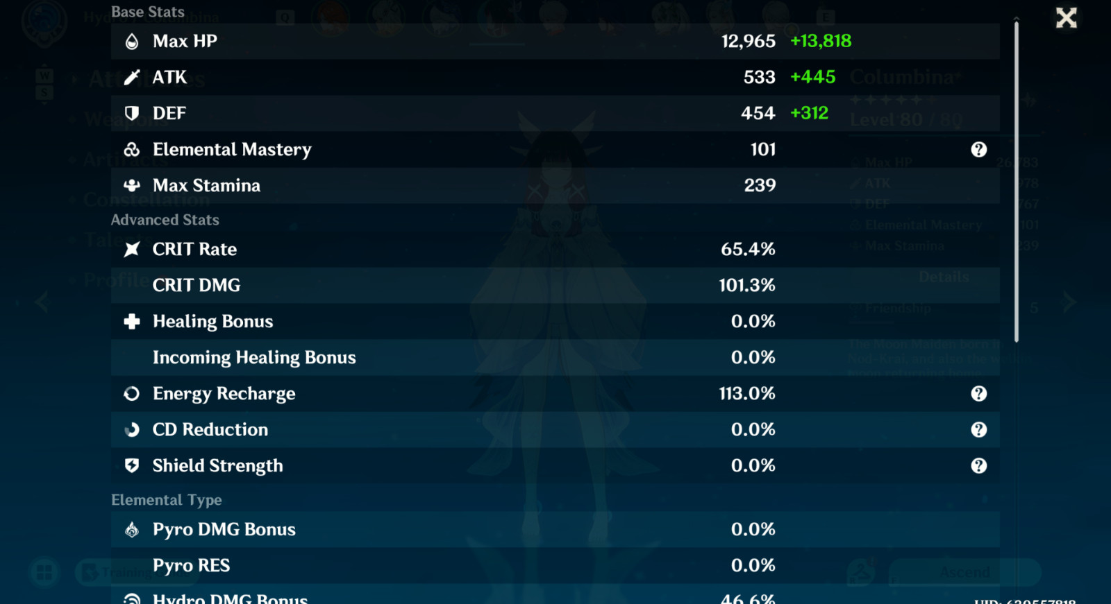 Genshin Impact AR 56 America – Mavuika – Arlecchino C1 – Columbina – Furina