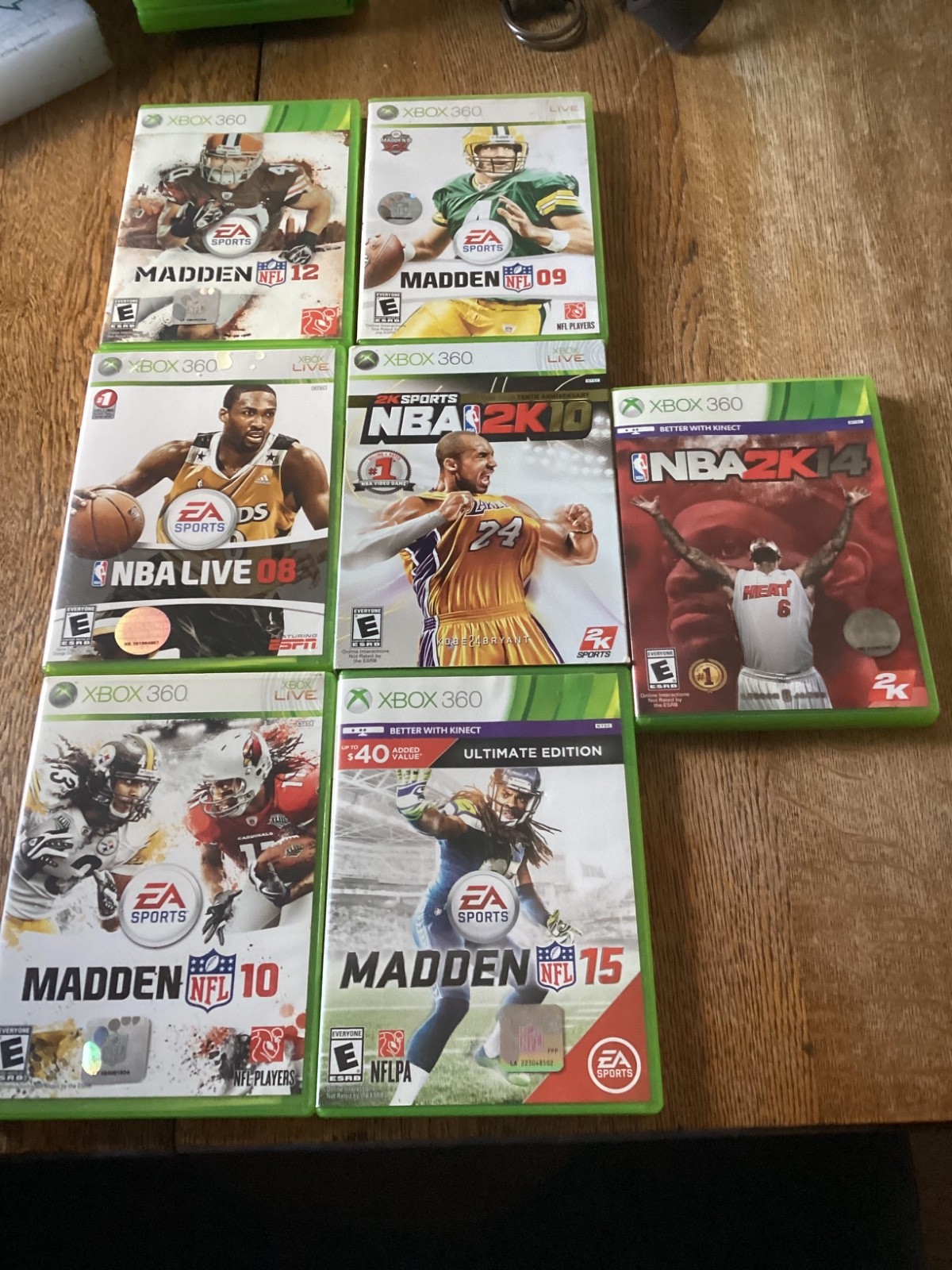 Xbox 360 Sports Lot of 7 Games Madden NBA 2K All Tested Working CIB