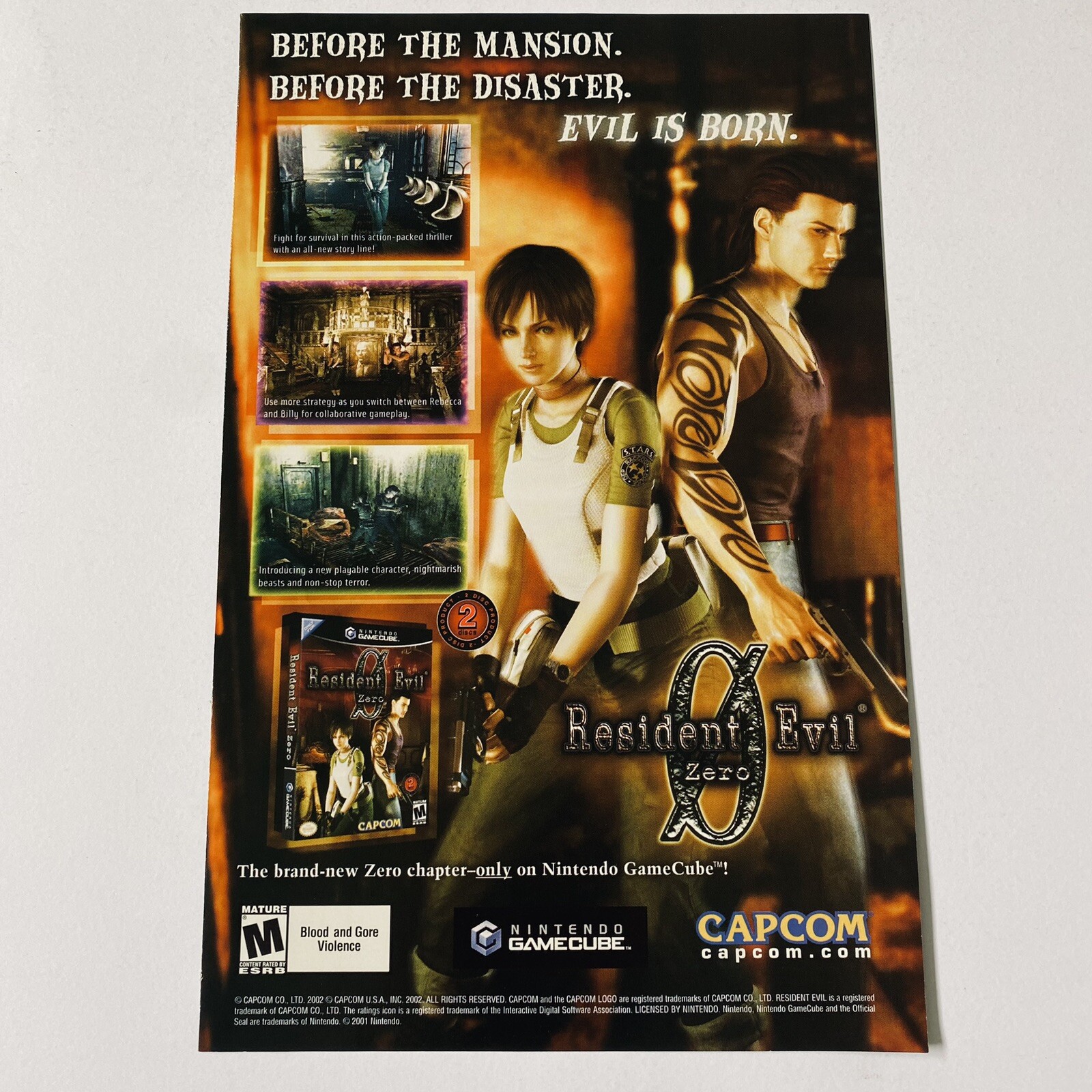 Resident Evil Nintendo GameCube Game Promo Poster Capcom 2000s Rare Print Ad