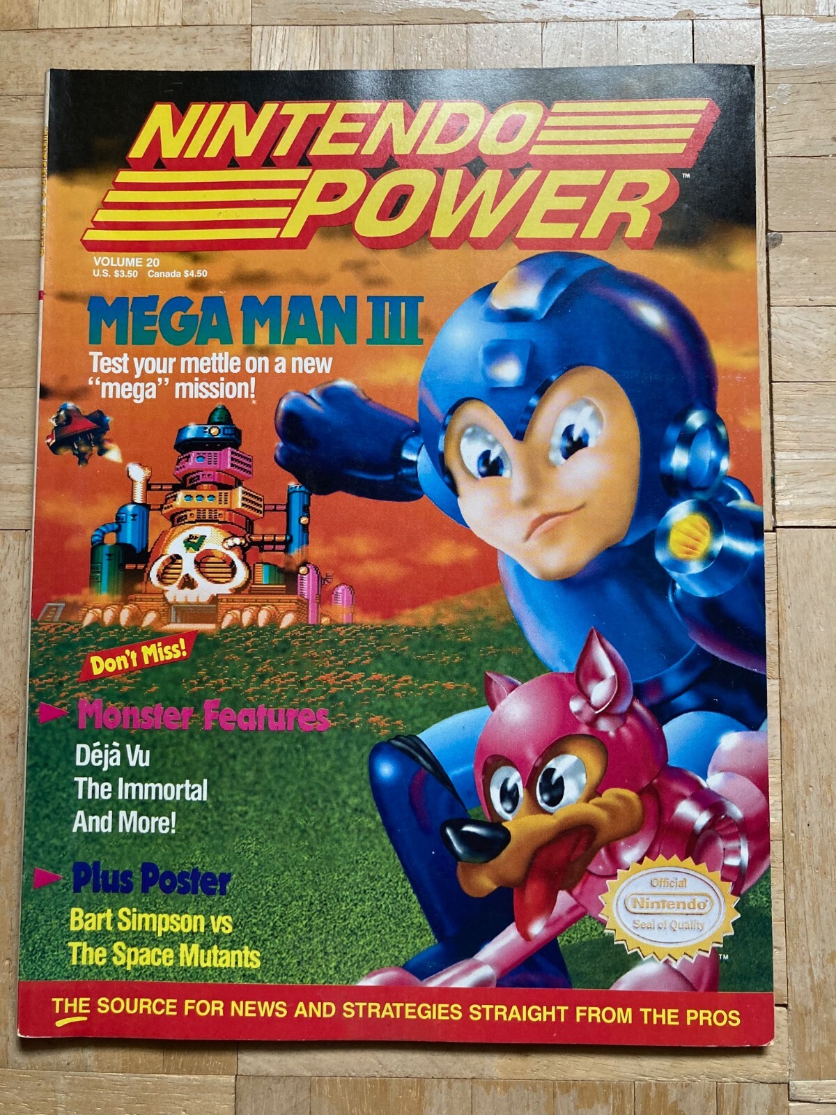 Nintendo Power Magazine Volume 20 Mega Man w/ Bart Simpson Poster & Inserts