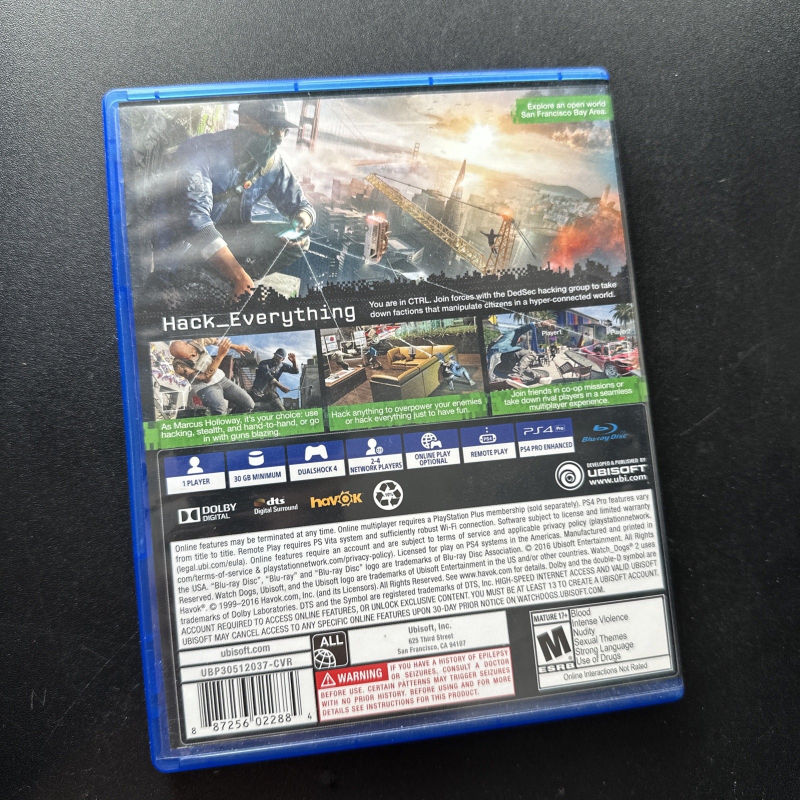 Watch Dogs 2 CIB Inserts PlayStation 4 PS4 USA 2016 Tested Working