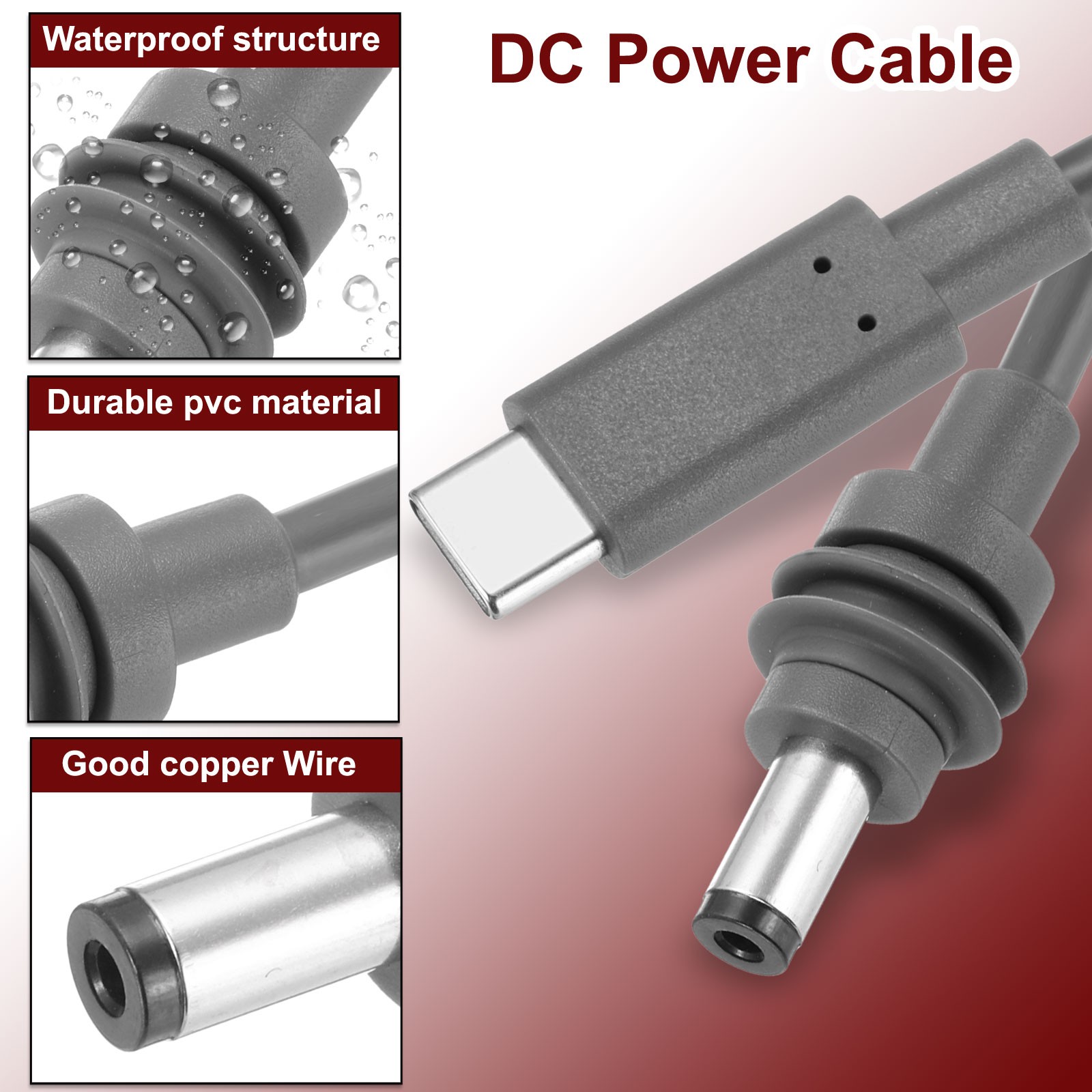 16FT USB C to DC Power Fast Charging Cable 100W,5.5mmx2.1mm /20V 5A (Grey)
