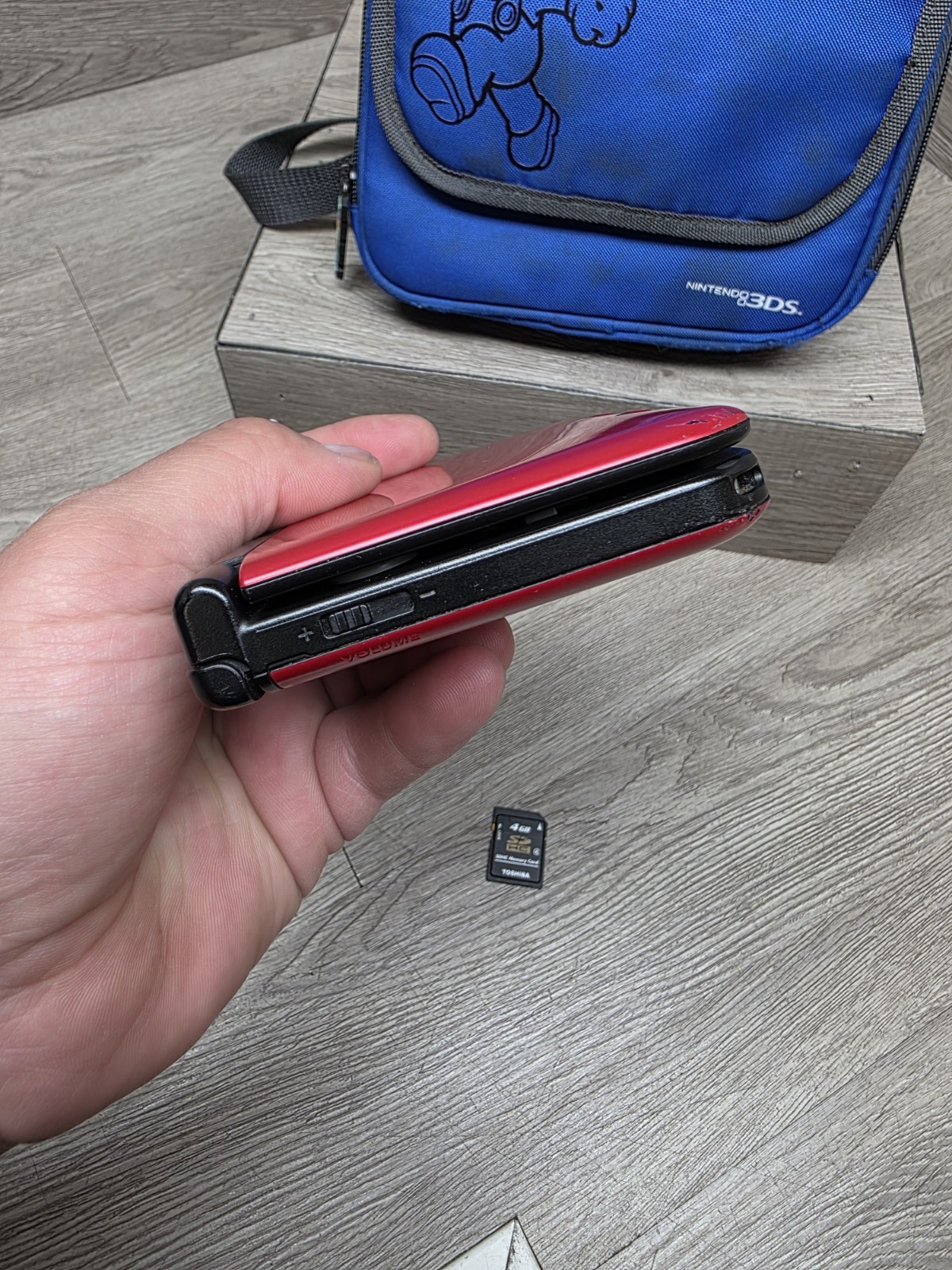 Nintendo 3DS XL SPR-001 Handheld Console Flame Red & Black with Carrying Case