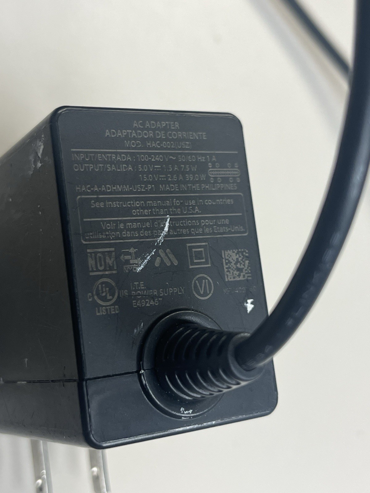 OEM Nintendo Switch USB-C AC Adapter HAC-002(USZ) Wired Power Supply