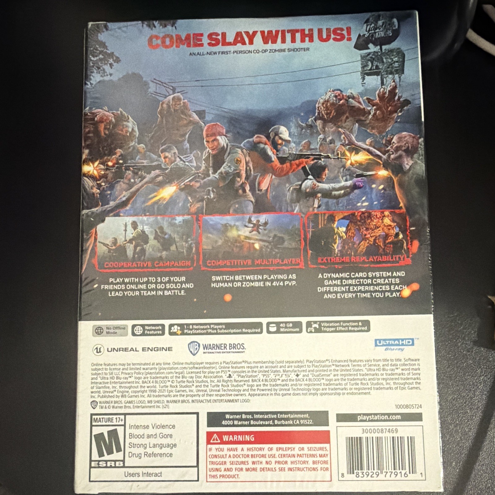 Warner Bros Back 4 Blood PS5 Shooter Game M Rated Multiplayer