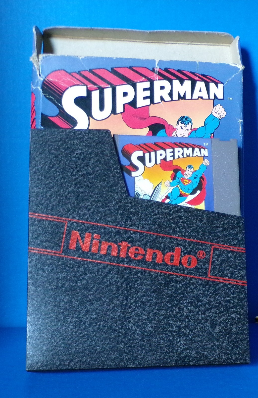 Superman Nintendo Entertainment 1988 NES DC Comics Kemco Box, Cart & Dust Cover