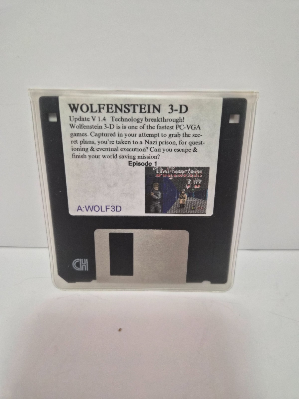 Wolfenstein 3-D Episode 1 PC 3.5 Floppy Disk Vintage id Software Tested