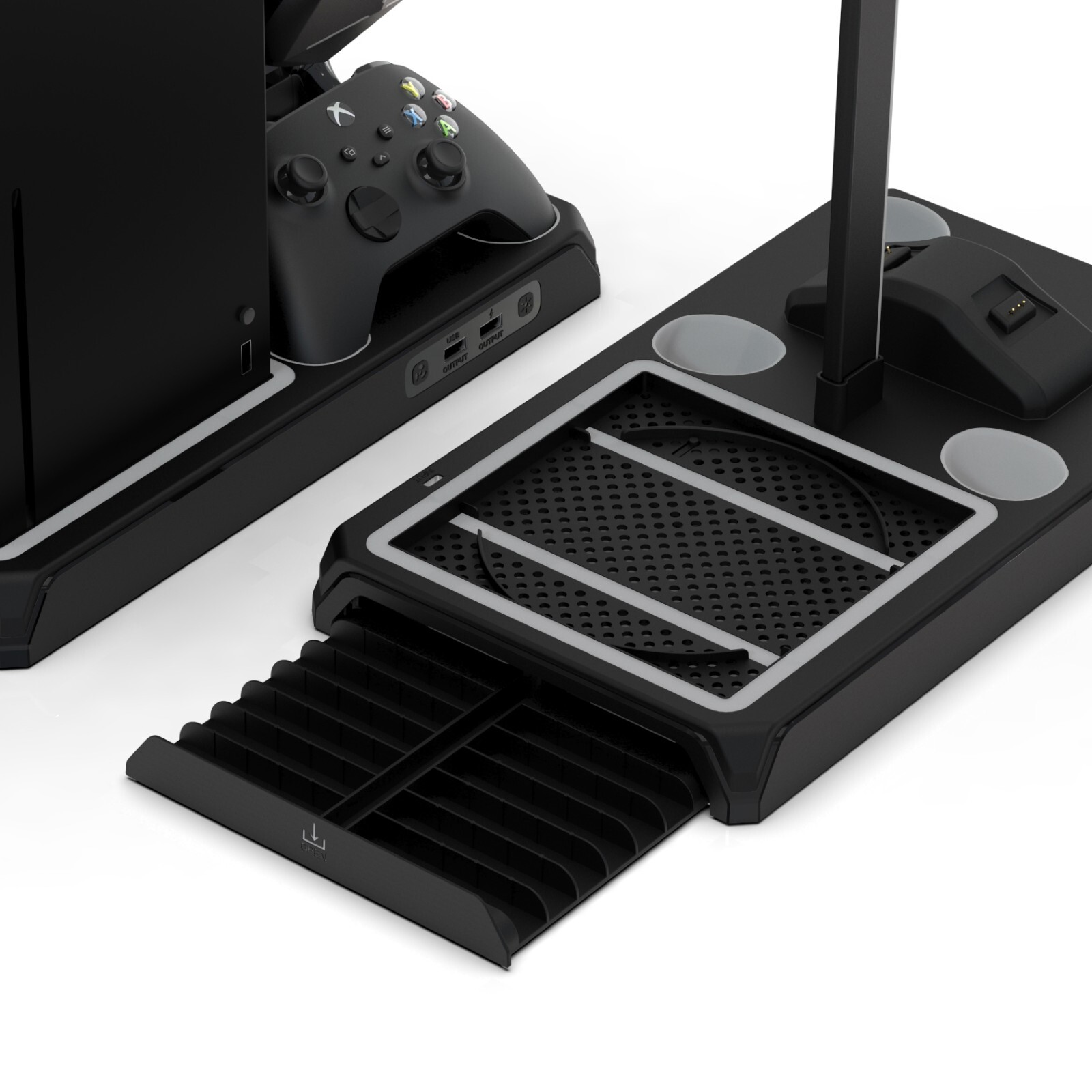 Xbox Series X / S Fan Cooling Stand Charging Station Dock Controller Battery RGB
