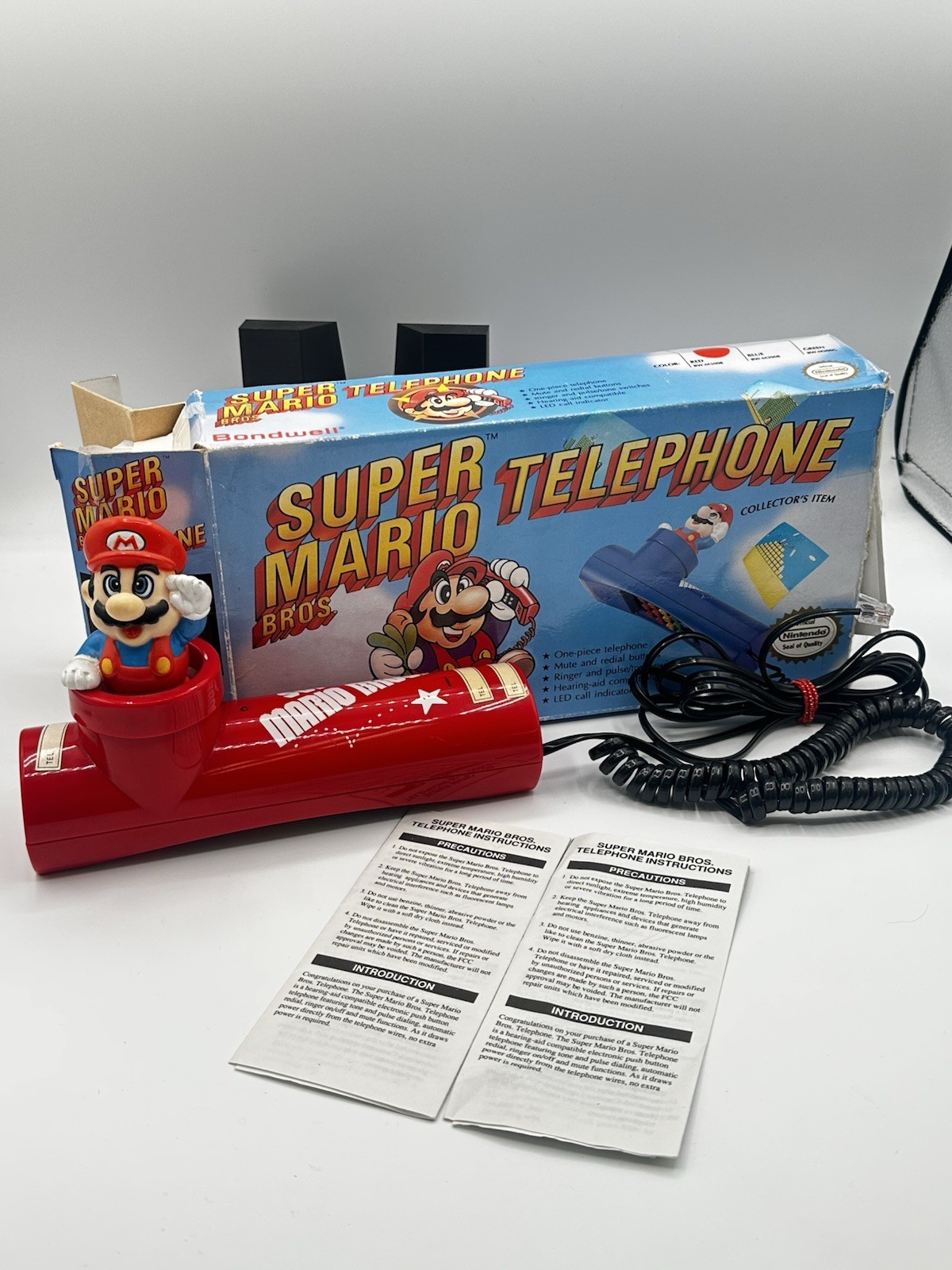 Super Mario Bros. Vintage 1990 Telephone Nintendo Blue Touch Working Condition