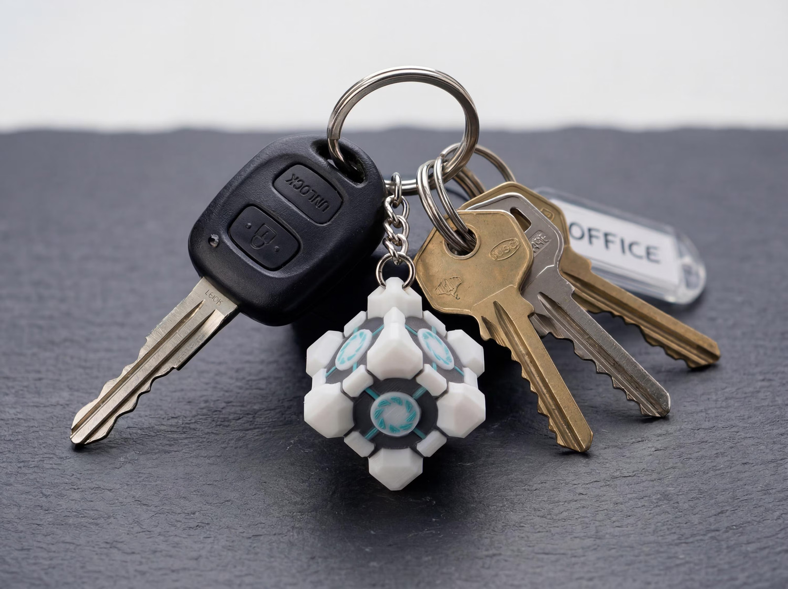 Portal Companion Cube Keychain, 3D Printed Aperture Science Collectible Bag…