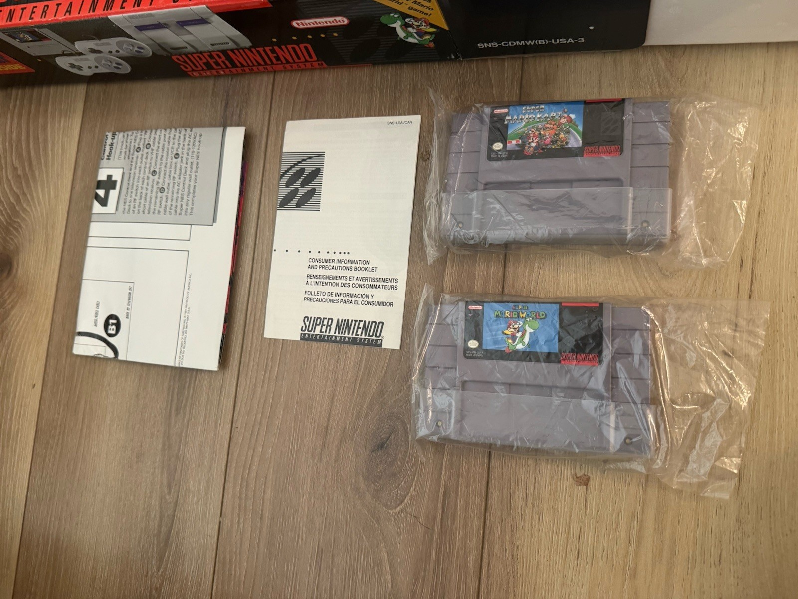 SNES SUPER NINTENDO SUPER MARIO KART CONSOLE SET CIB *Excellent Condition*