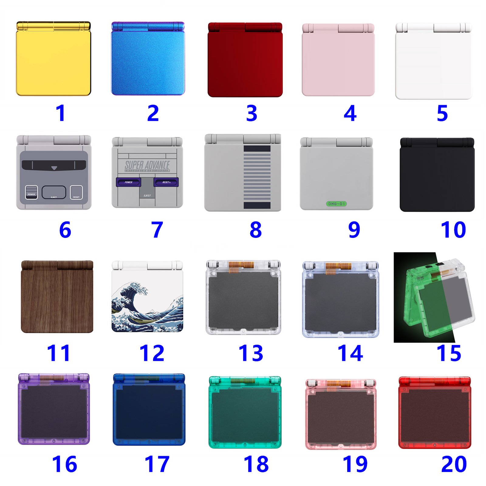 IPS GBA SP Upgraded Housing Shell Buttons Replacement Kit for Gameboy Advance SP