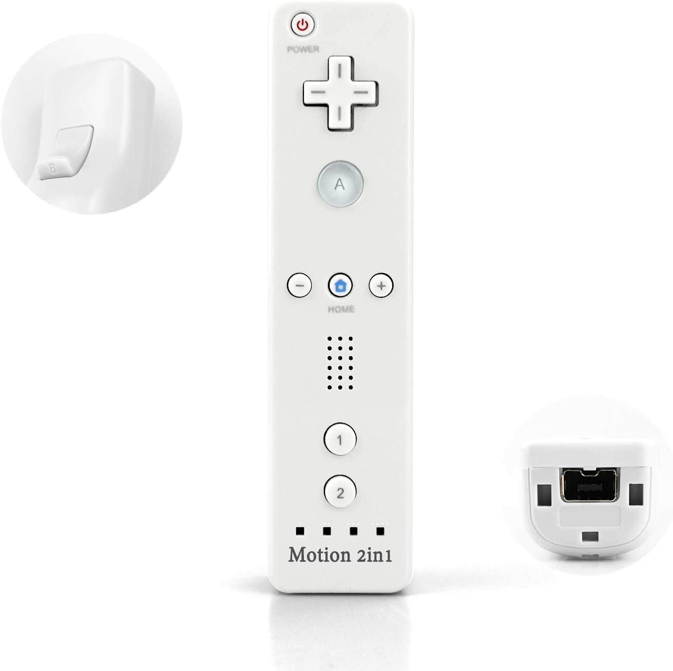2 in 1 Motion Plus Remote & Nunchuck Controllers for Wii & Wii U Wiimote + Strap