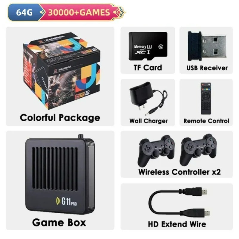 G11 Pro Game Box 256GB 60000+ Retro Games 4K HDMI Console 4 Controllers PS1 GBA
