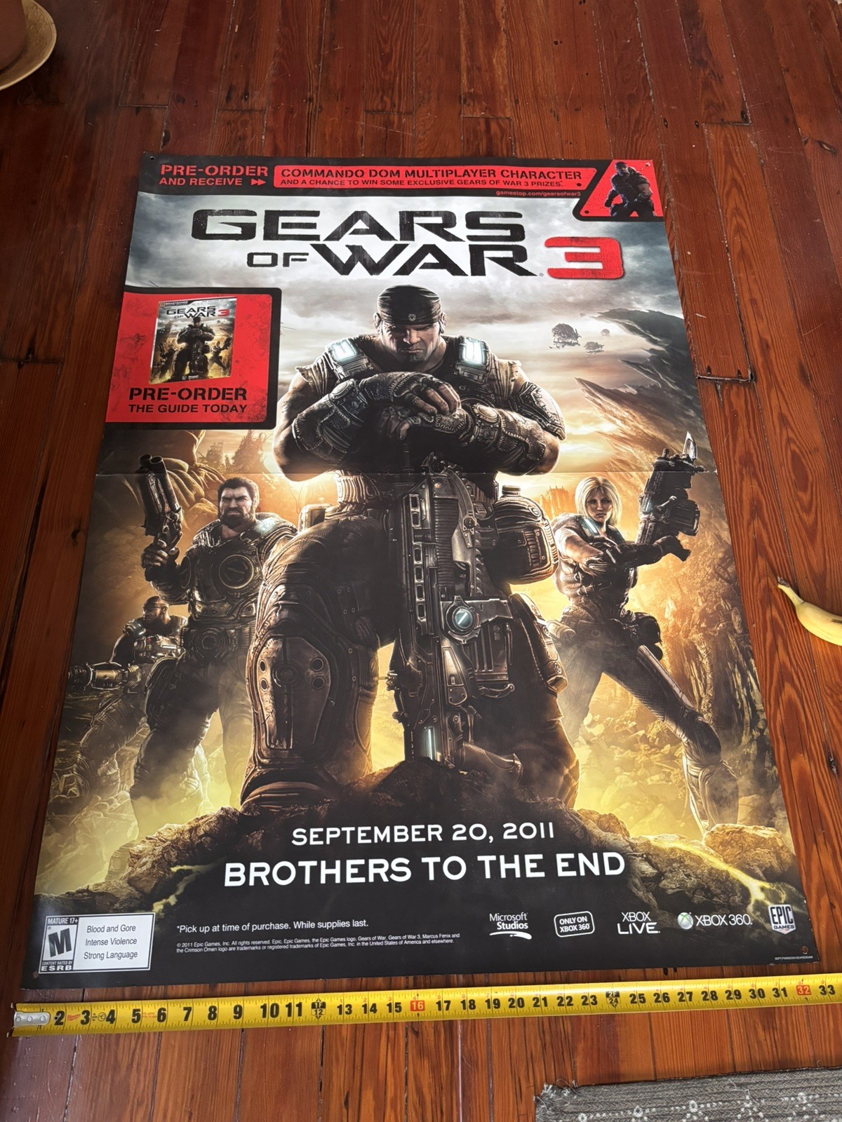 Gears of War 3 Gamestop 2011 Launch Poster GIANT 48 x 33 Storefront Display Xbox