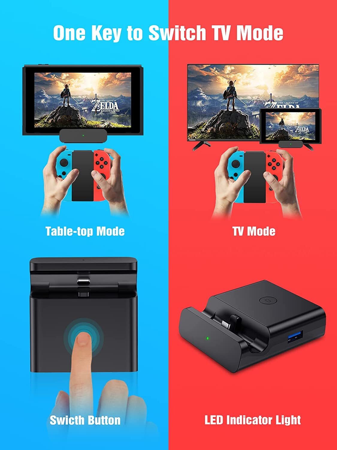 NEWDERY For Nintendo Switch Docking Station Stand Charging Dock 4K TV HDMI Adapt
