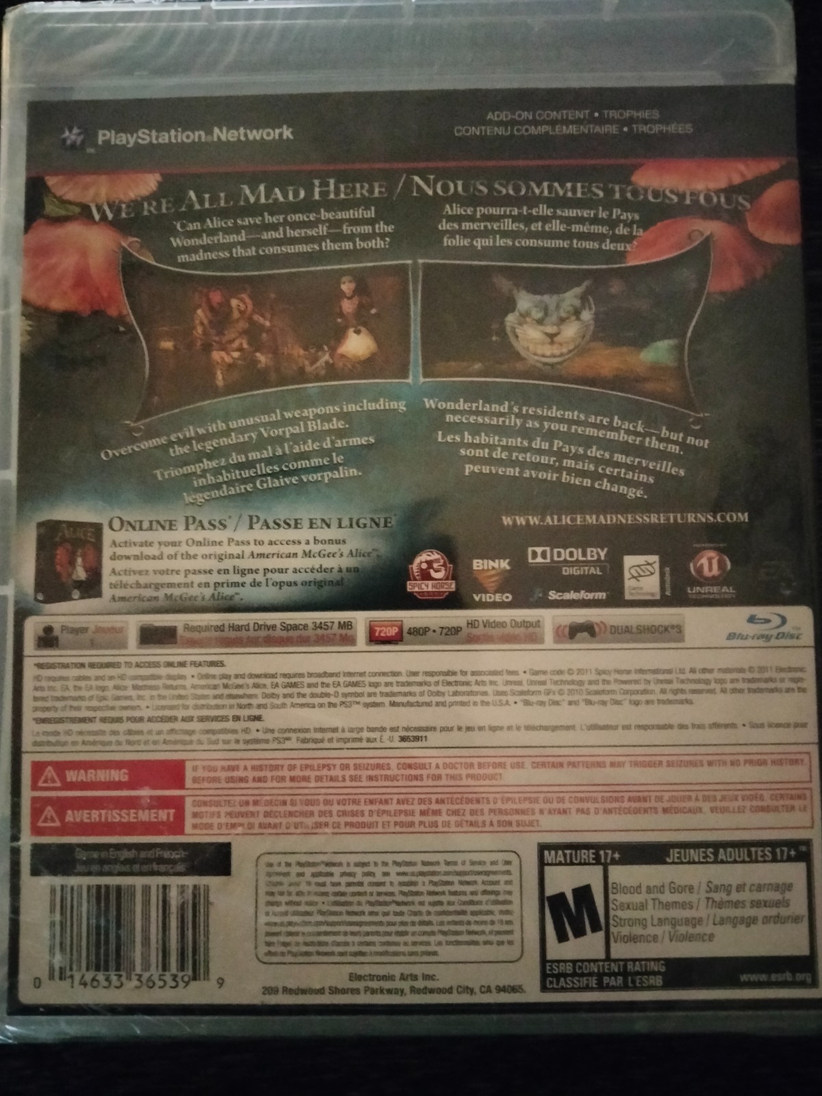 PS3 Video Game: Alice: Madness Returns New-Sealed